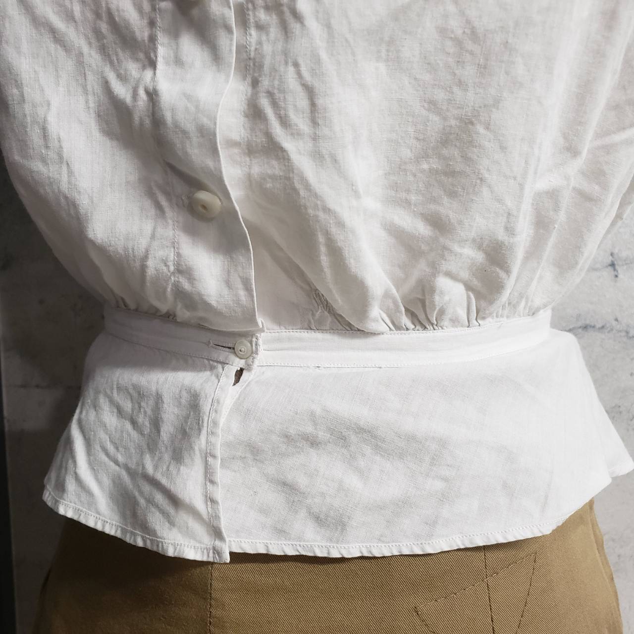 Euro Vintage(ヨーロッパヴィンテージ) Stem_フレンチノースリーブブラウス 表記なし(Mサイズ程度) ホワイト