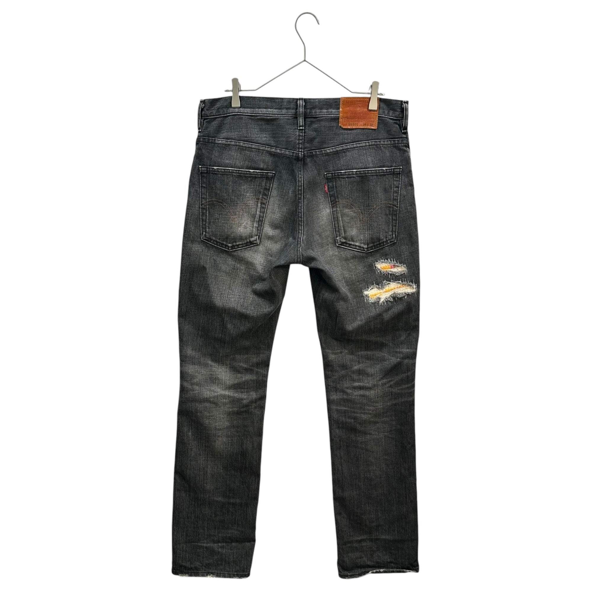 STUSSY×Levi's(ステューシー×リーバイス) SS505 Stussy Special 30周年限定 リペア加工 ブラック デニム パンツ SS505-0004 34 ブラック ダメージ加工