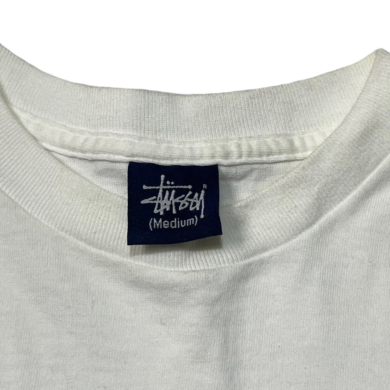 STUSSY(ステューシー) 90's~00's Worldwide ワールドワイド 長袖 カットソー ロンT 紺タグ SIZE M ホワイト×ブラック 90~00年代 OLD STUSSY