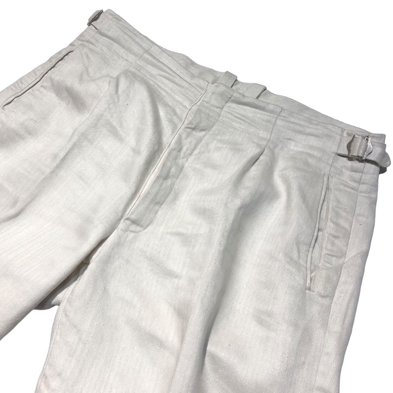 3(san)洋装店(サンヨウソウテン) West German Trousers Ⅱ ウエスト ジャーマン トラウザー 2 3(L程度) ホワイト ヘリンボーン ドイツ軍 サンプリング ミリタリー リネン パンツ 2-02