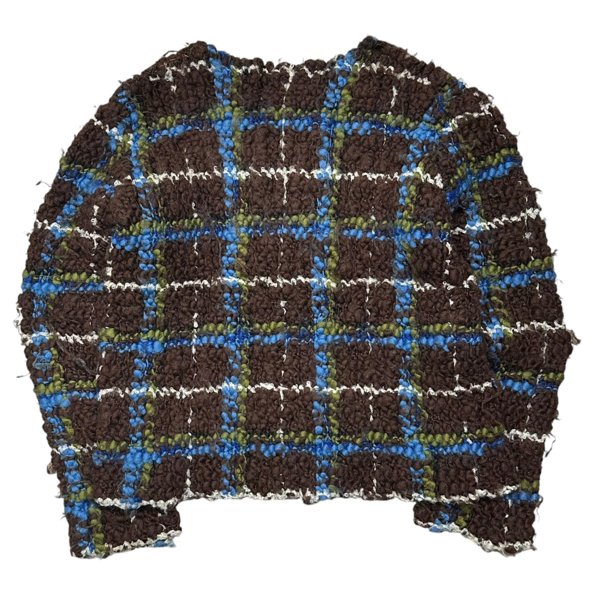 COMME des GARCONS HOMME PLUS(コムデギャルソンオムプリュス) 2004AW ”Lost Englishman” Checked Chunky-Gauge Wool Zip Knit Cardigan チェック ローゲージ ウール ジップ ニット カーディガン 表記無(M程度) ブラウン×ブルー×グリーン