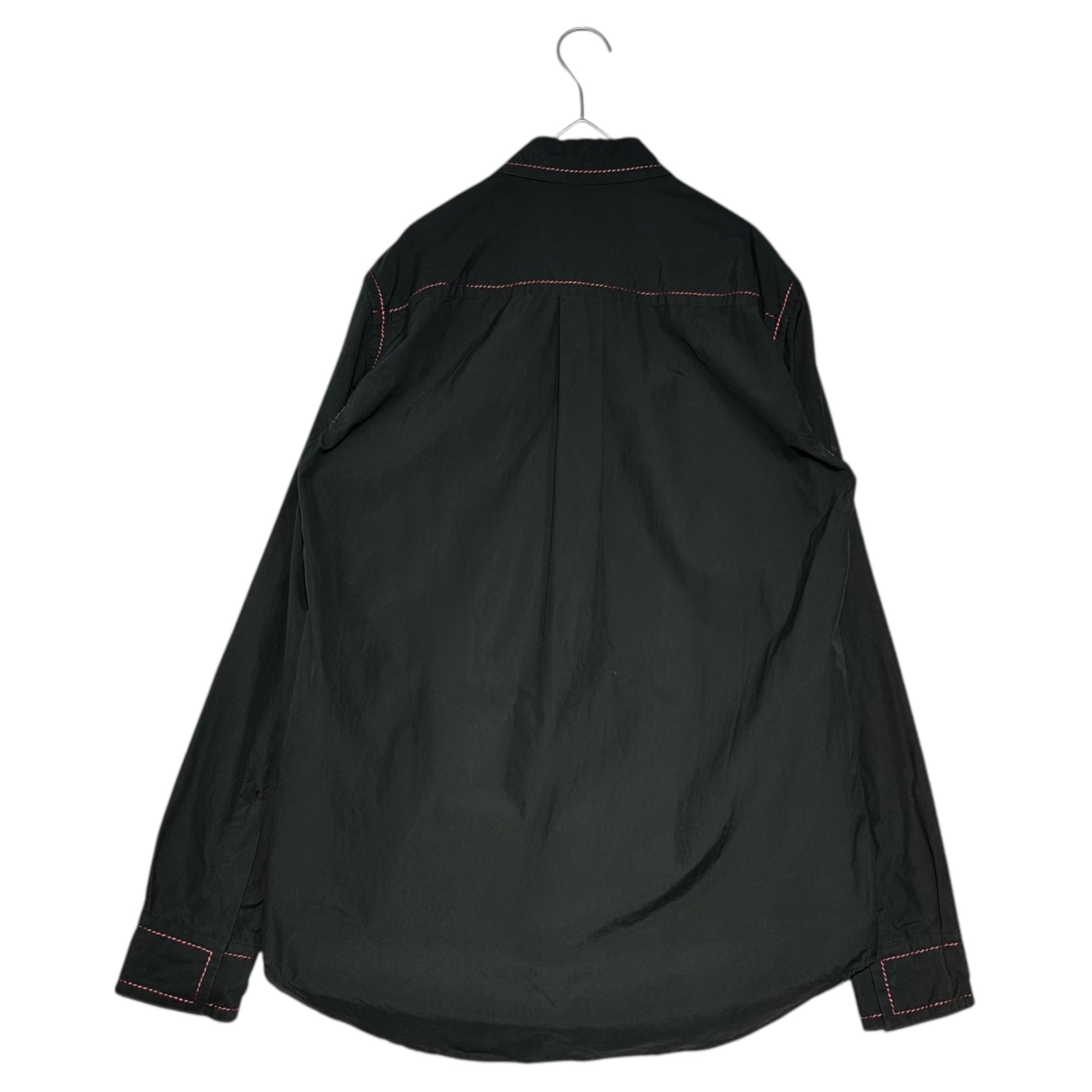 YUKI HASHIMOTO(ユウキハシモト) 21SS CONTRAST STICH SHIRTS コントラスト ステッチ チェック シャツ 211-01-0104 46(S) ブラック×レッド