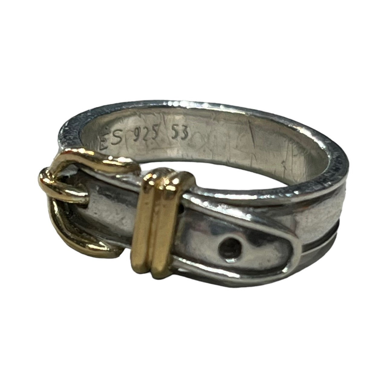 HERMES(エルメス) sun tulle belt ring サンチュールベルト リング 53(13号程度) シルバー×ゴールド コンビ 箱・ケース付属 silver 925