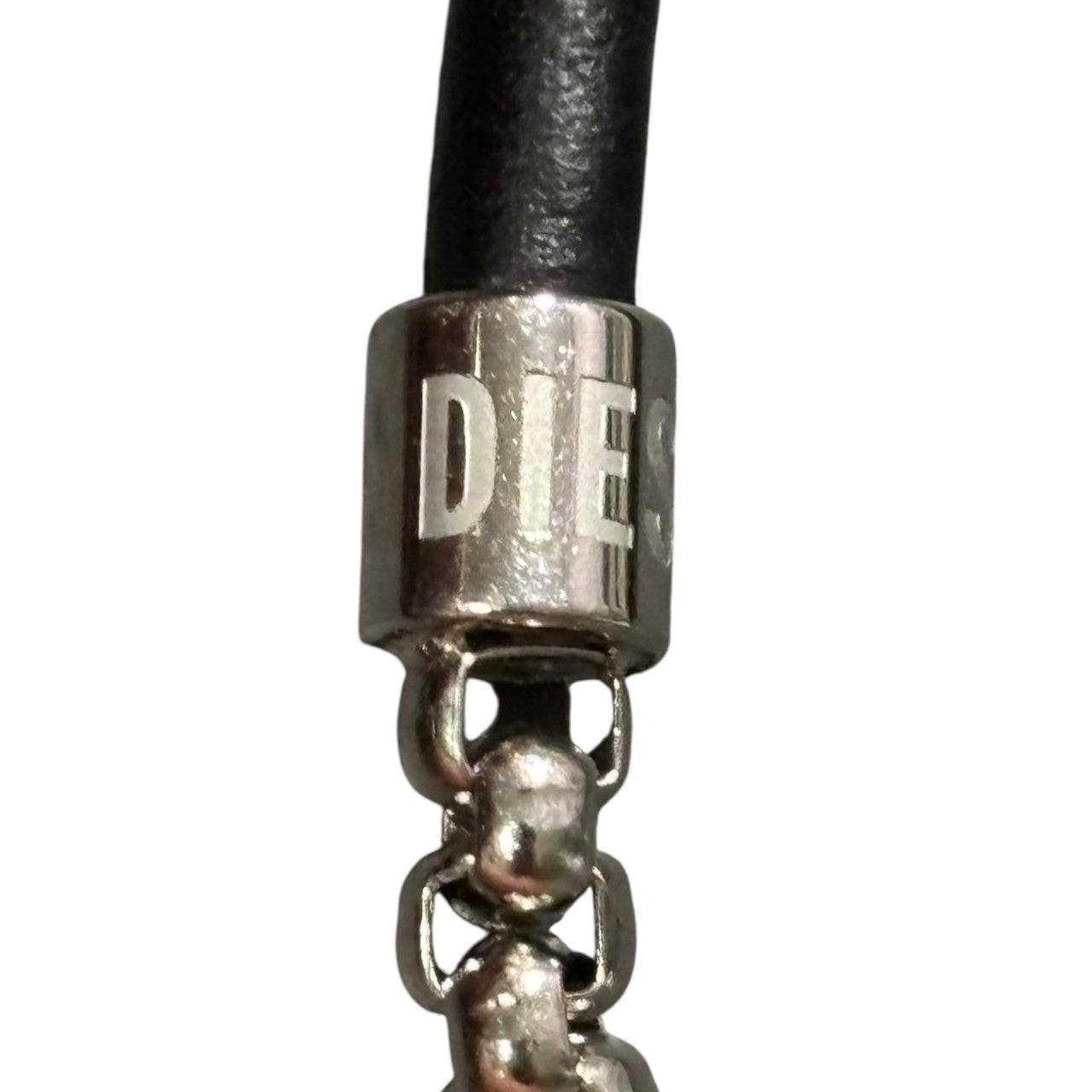 DIESEL(ディーゼル) Logo asymmetrical chain necklace ロゴ アシンメトリー チェーン ネックレス シルバー×ブラック