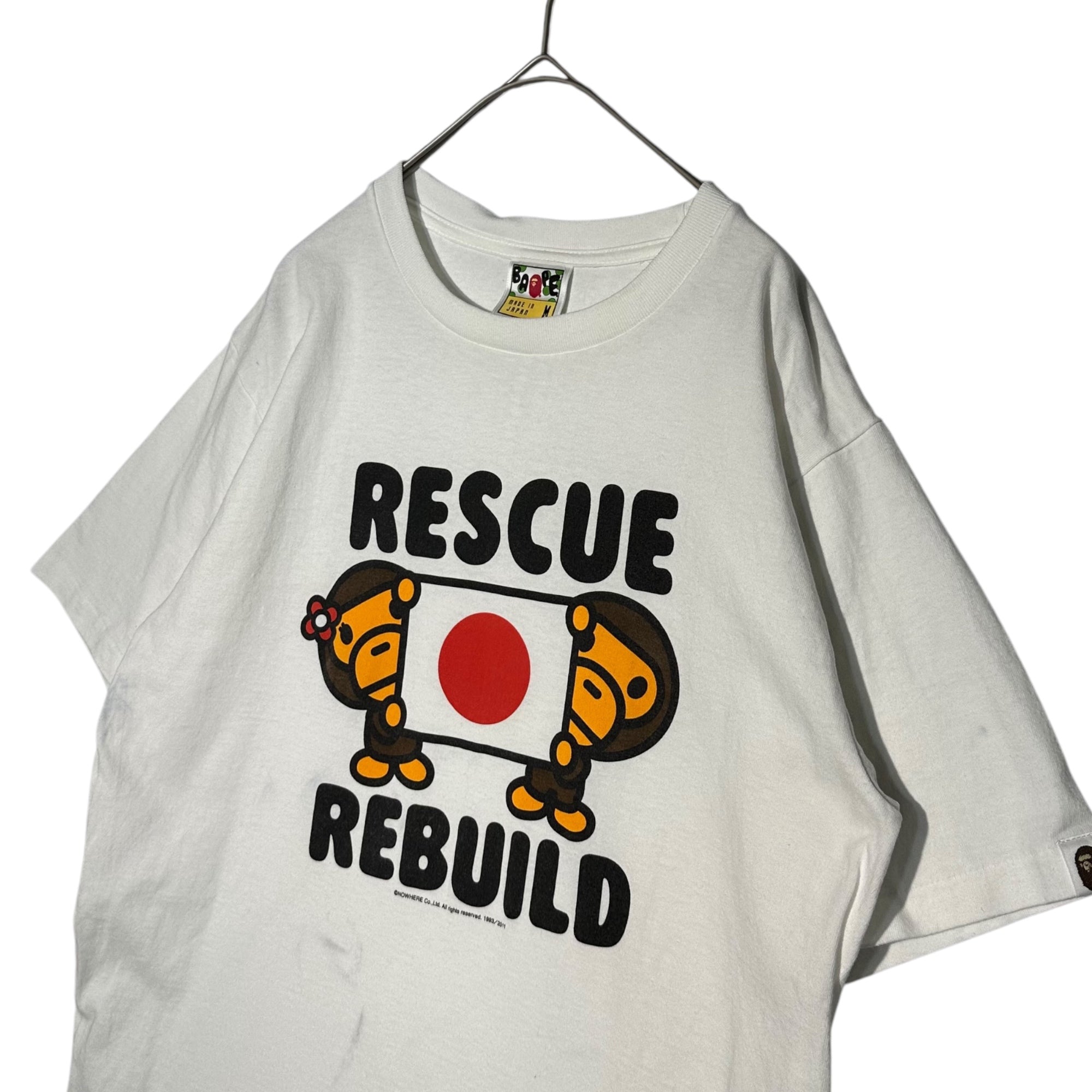 A BATHING APE(アベイシングエイプ) 2011 Milo & Lisa Rescue Rebuild Tee マイロ チャリティー プリント Tシャツ M ホワイト