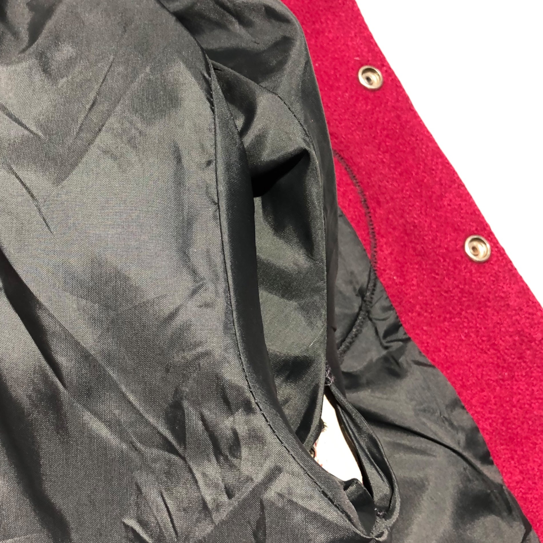 NELSON'S(ネルソンズ) 80's FOOTBALL STUDIUM JAMPER 80年代 フットボール スタジャン 袖レザー 44 レッド×ホワイト