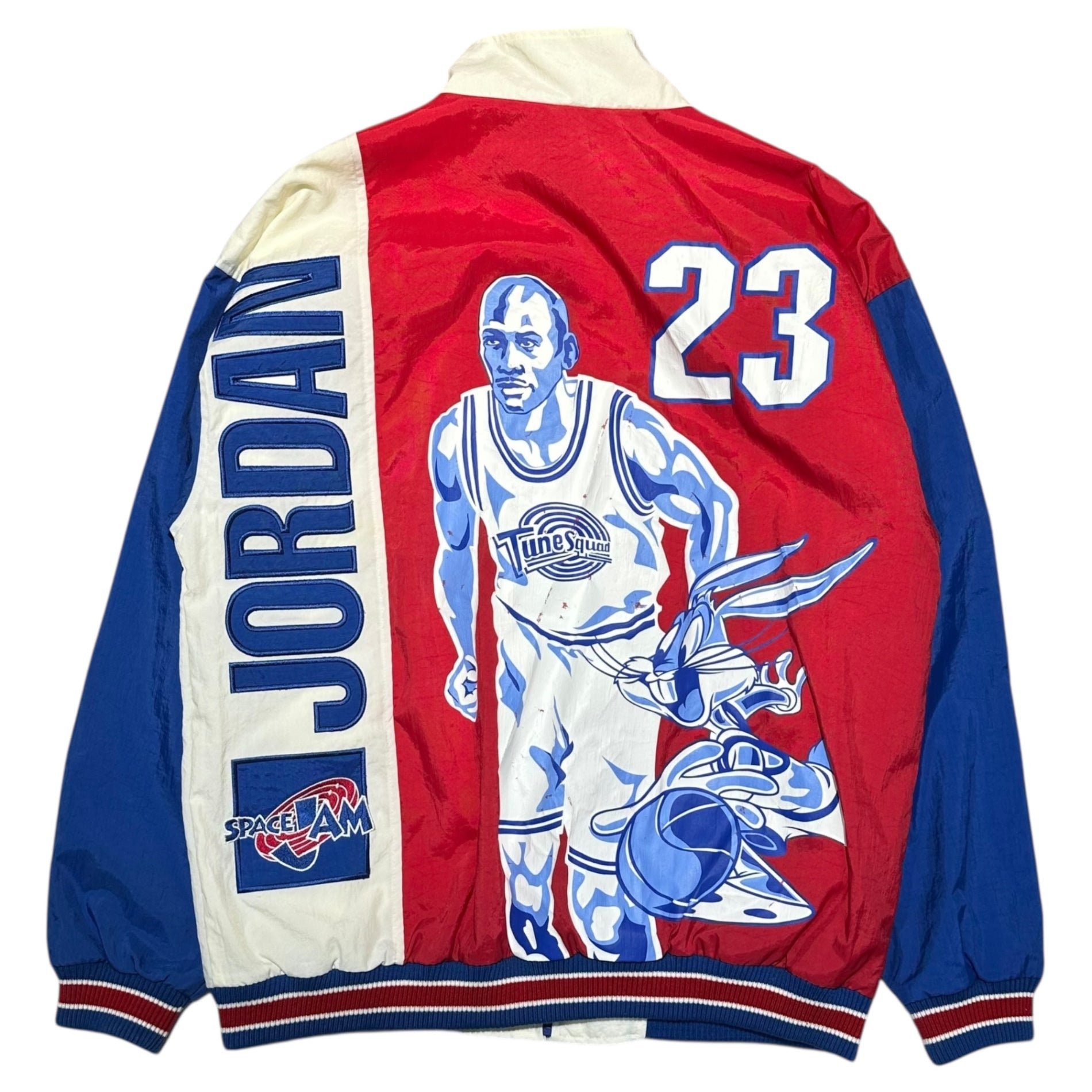 WARNER BROS(ワーナーブラザース) 1996 ”SPACE JAM” JORDAN NYLON JACKET スペース ジャム ジョーダン ナイロン ジャケット L ホワイト×ブルー 90's 90年代 ヴィンテージ 映画