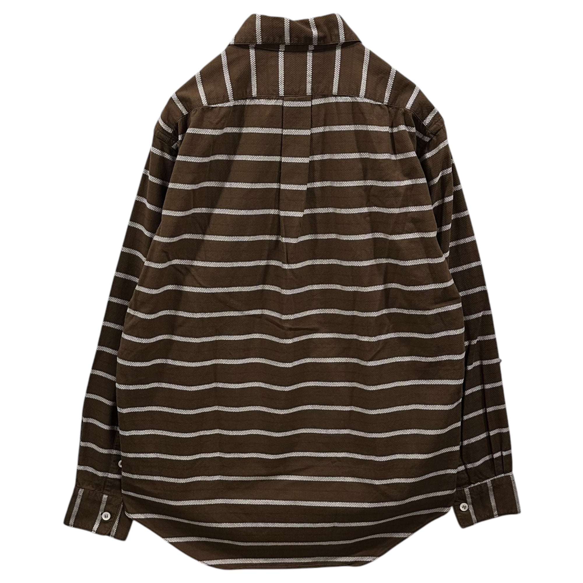COMME des GARCONS SHIRT(コムデギャルソンシャツ) 1990's Modal Cotton Striped Tuxedo Shirt モーダル コットン ボーダー ブザム シャツ M ブラウン 90年代 プルオーバー