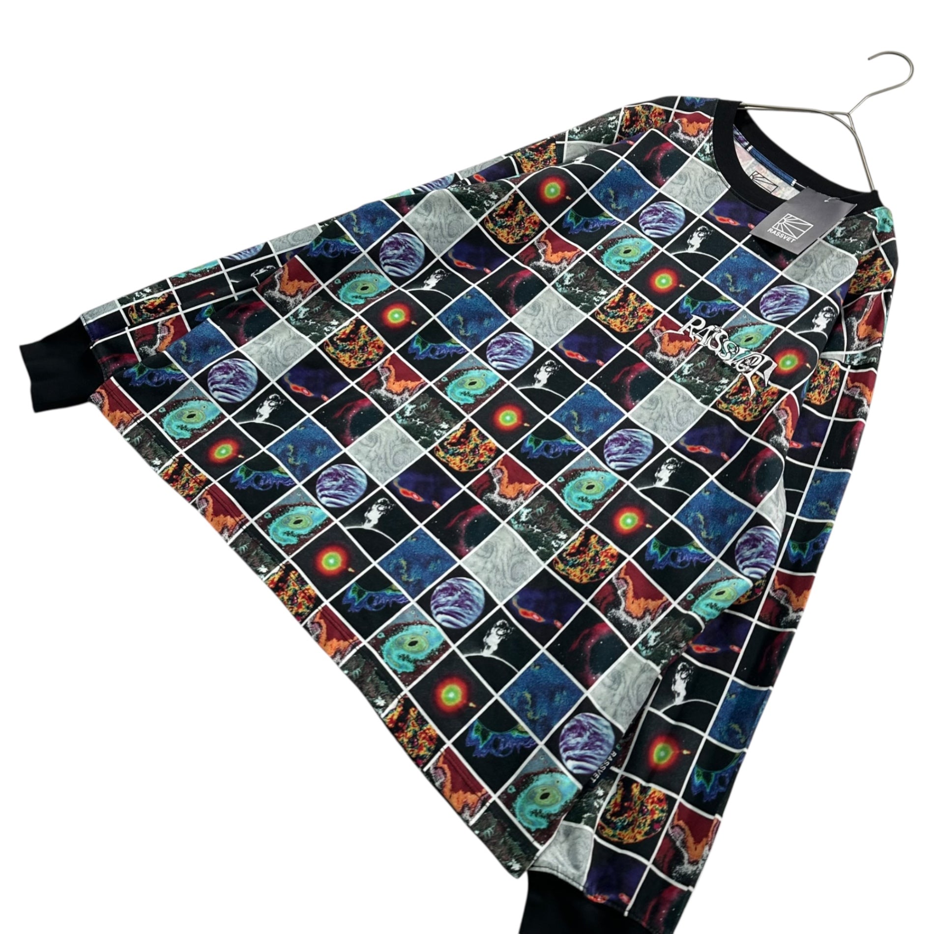 RASSVET(ラスベート) Space Panel Print L/S T-Shirt 宇宙 パネル プリント 長袖 カットソー PACC12T016-1 L ブラック×マルチカラー