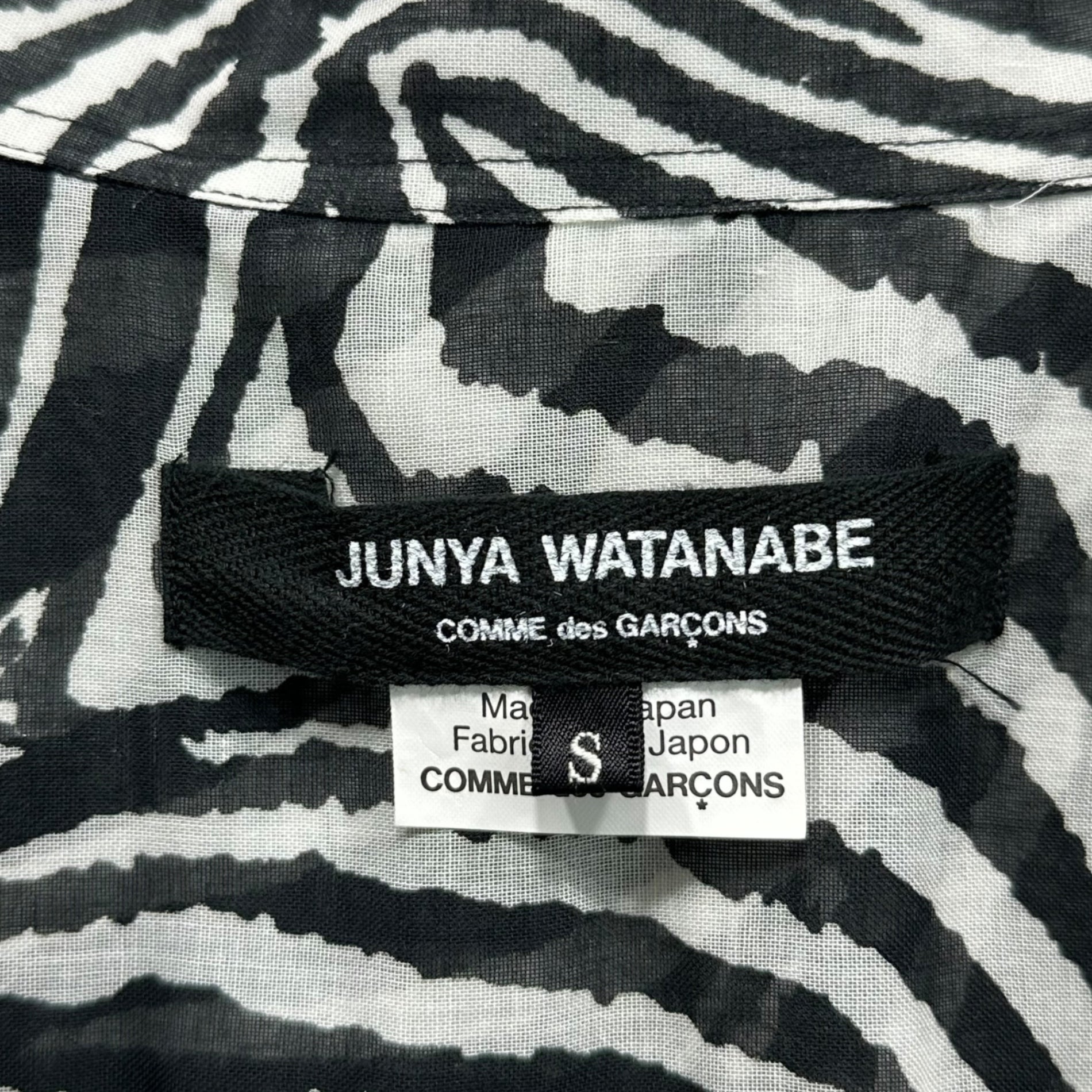 COMME des GARCONS JUNYA WATANABE(コムデギャルソンジュンヤワタナベ) 20AW Zebra Muslin Shirt Dress ゼブラ モスリン シャツ ドレス ワンピース JF-O014 S ホワイト×ブラック AD2020