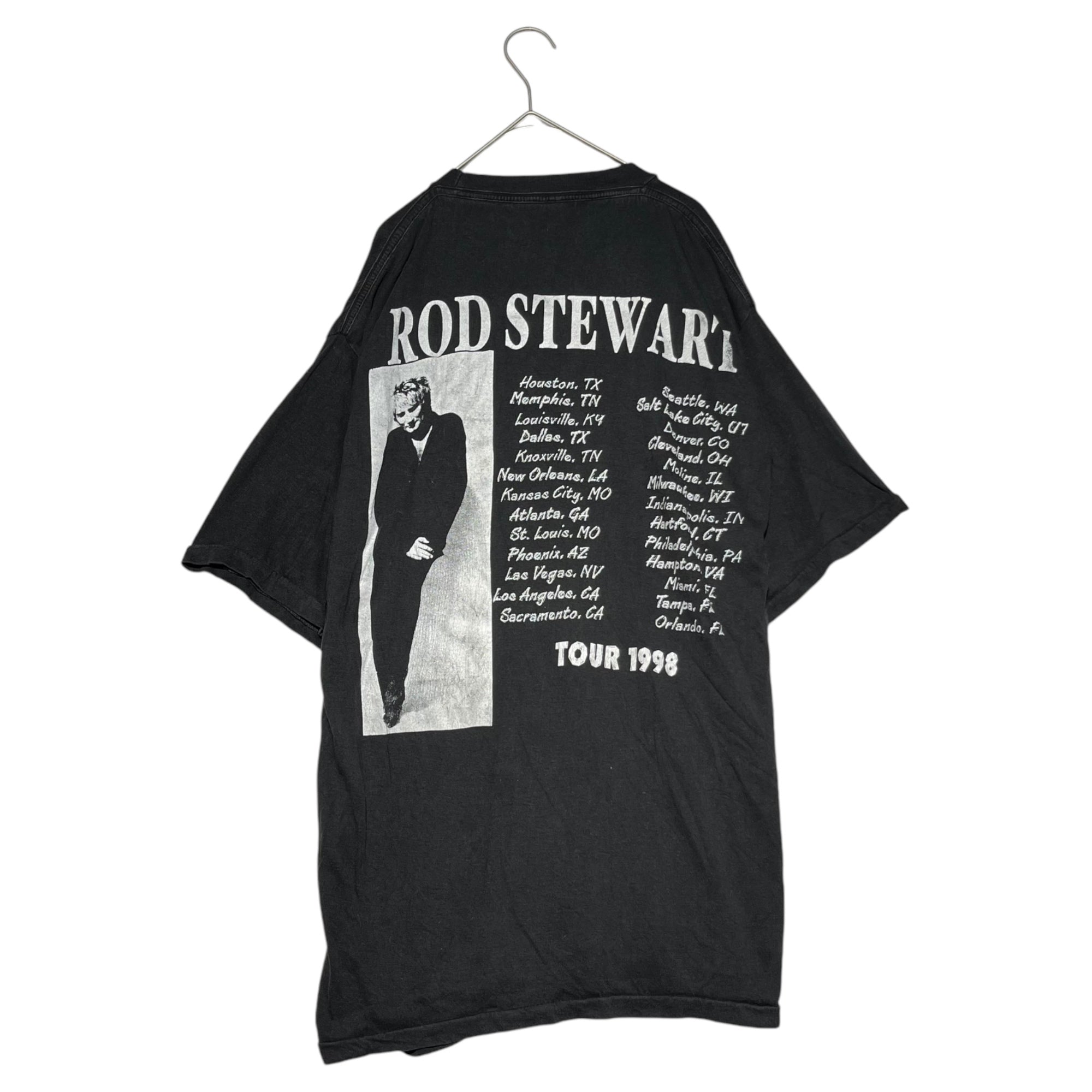 VINTAGE(ヴィンテージ) ©1998 Rod Stewart Tour Tee ロッド スチュアート ツアー Tシャツ 表記無し(M程度) ブラック 90s 90年代 ヴィンテージ バンド ロック