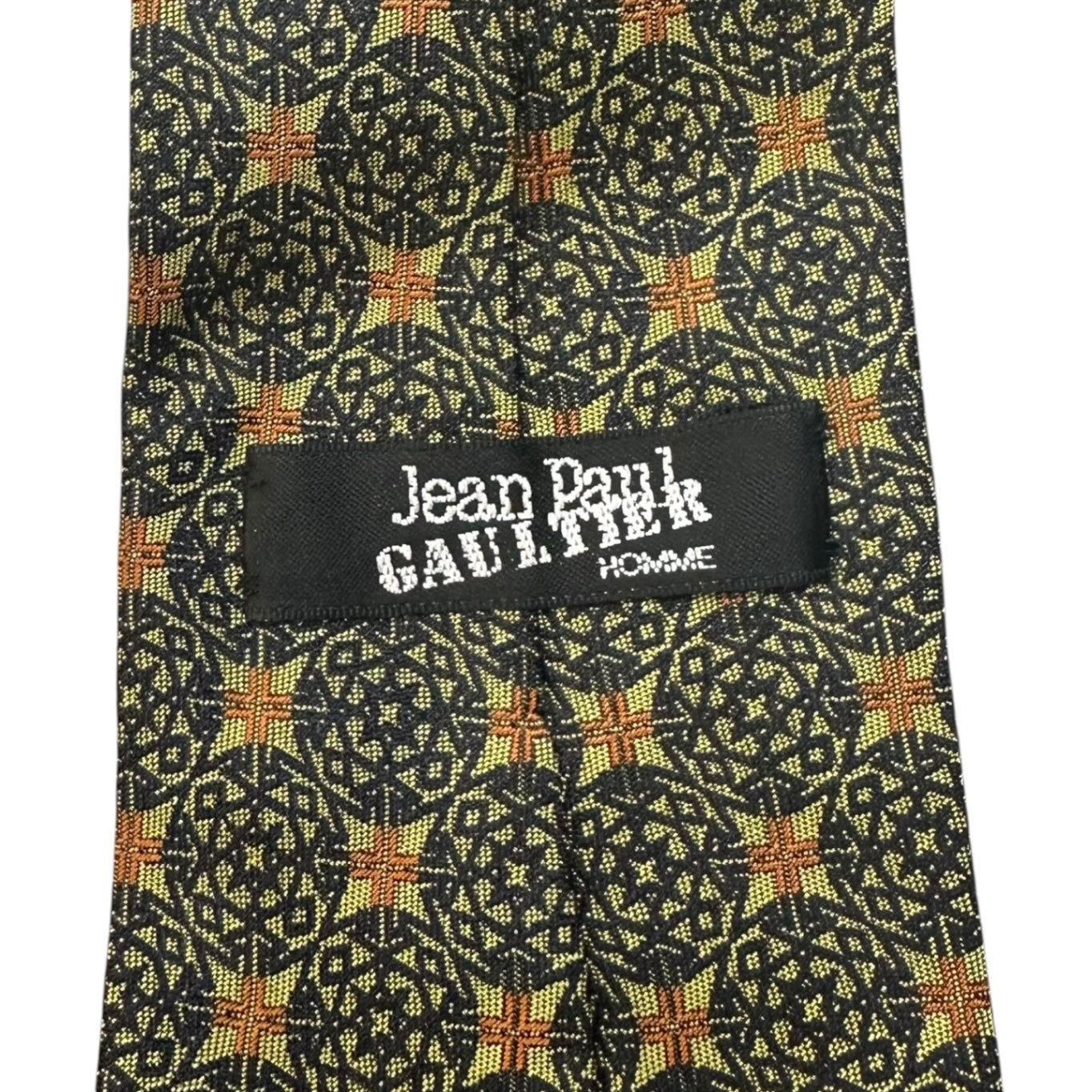 Jean Paul GAULTIER HOMME(ジャンポールゴルチエオム) 90~00's Vintage All-Over Pattern Tie 90年 2000年代 ヴィンテージ 総柄 ネクタイ グリーン×ブラック×オレンジ アラ商事