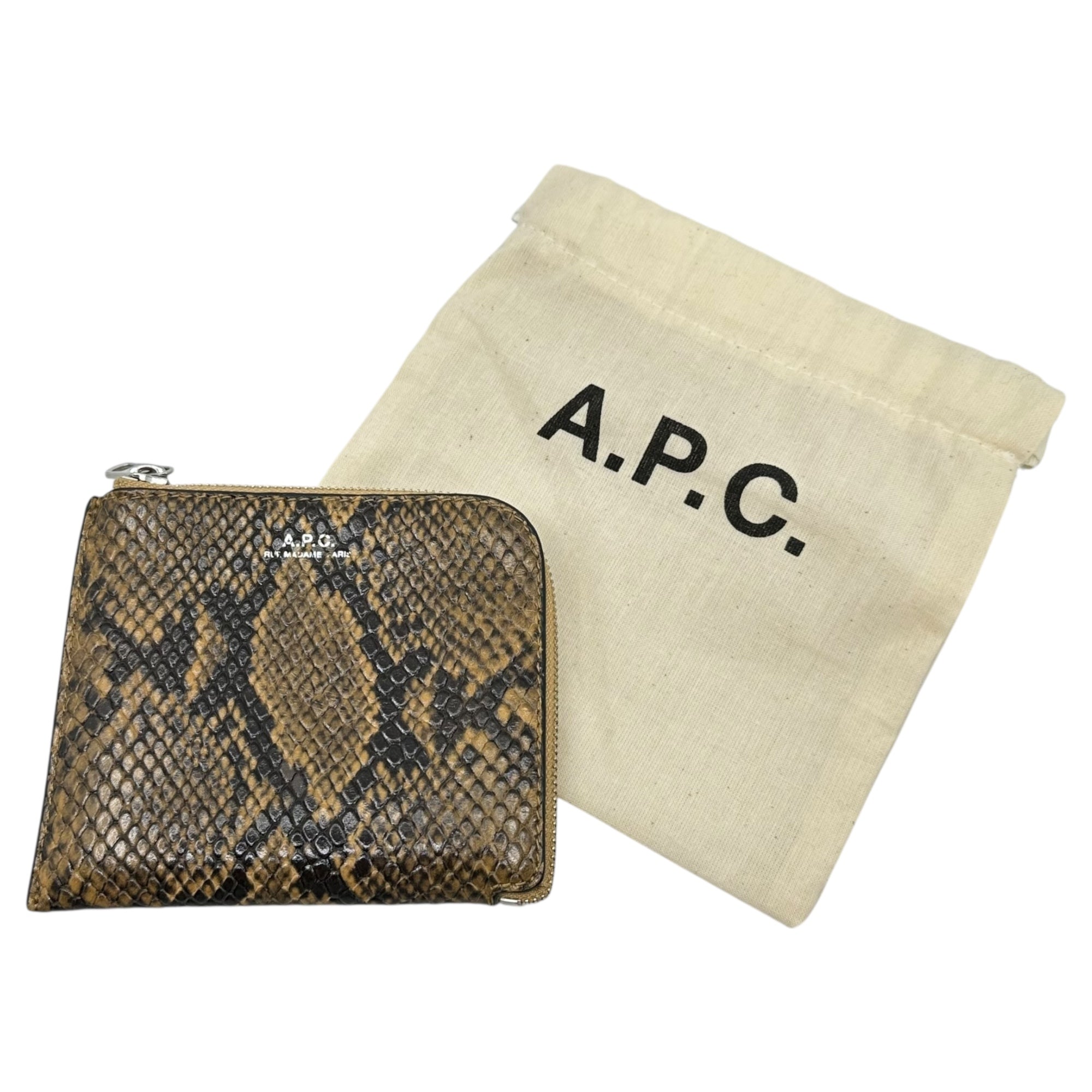 A.P.C.(アーペーセー) L-shaped zip python wallet L字ジップ パイソン型押し ウォレット 財布 ブラウン