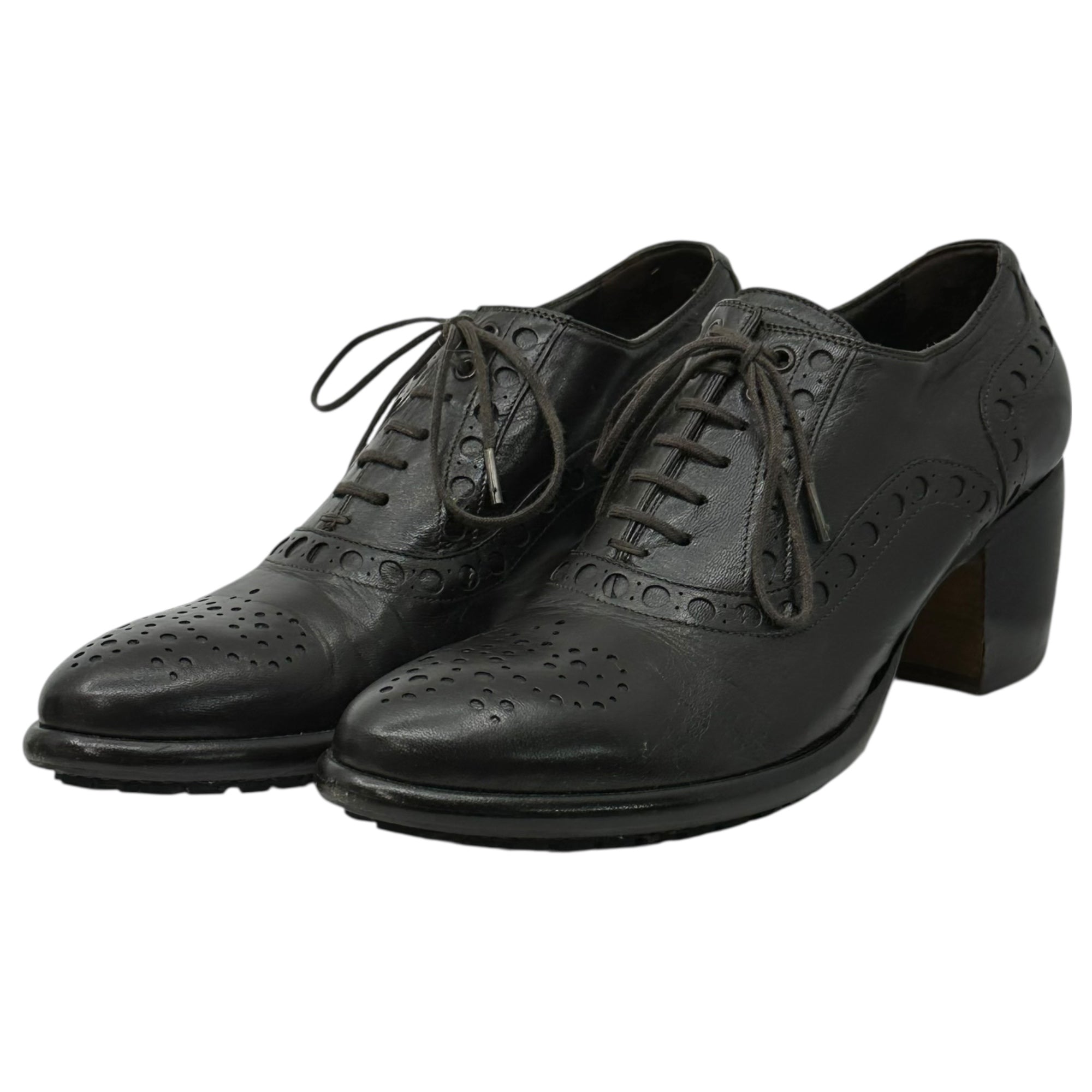 PRINCIPE DI BOLOGNA(プリンチペ ディ ボロー二ャ) Toe tip heel leather shoes トゥチップ ヒール レザーシューズ 37(23.5cm程度) ブラウン アッシュペーフランス取扱