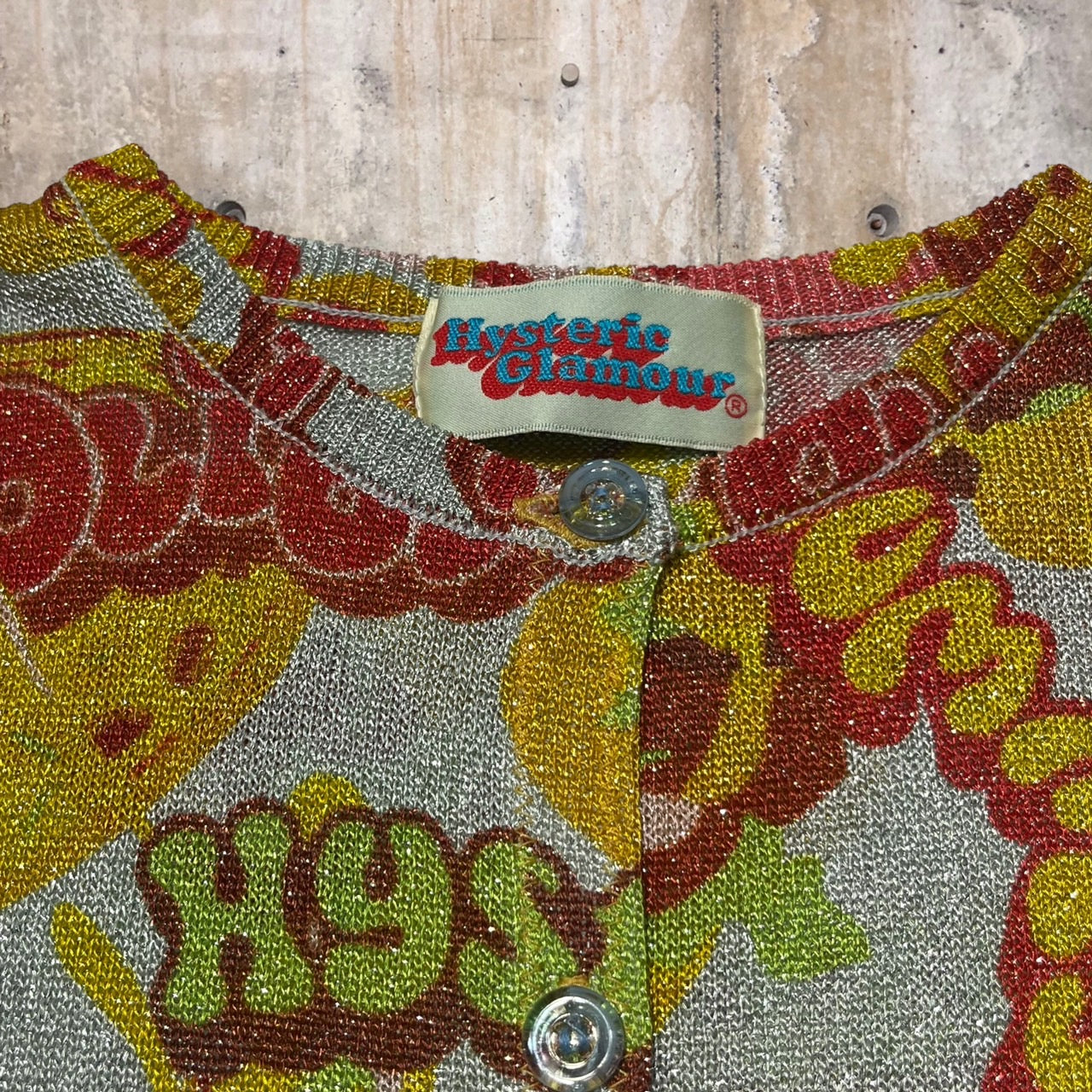 HYSTERIC GLAMOUR(ヒステリックグラマー) 90's グラフィックラメカーディガン/ニットカーディガン 2ND-2710 FREE ミックス Y2K 00’s