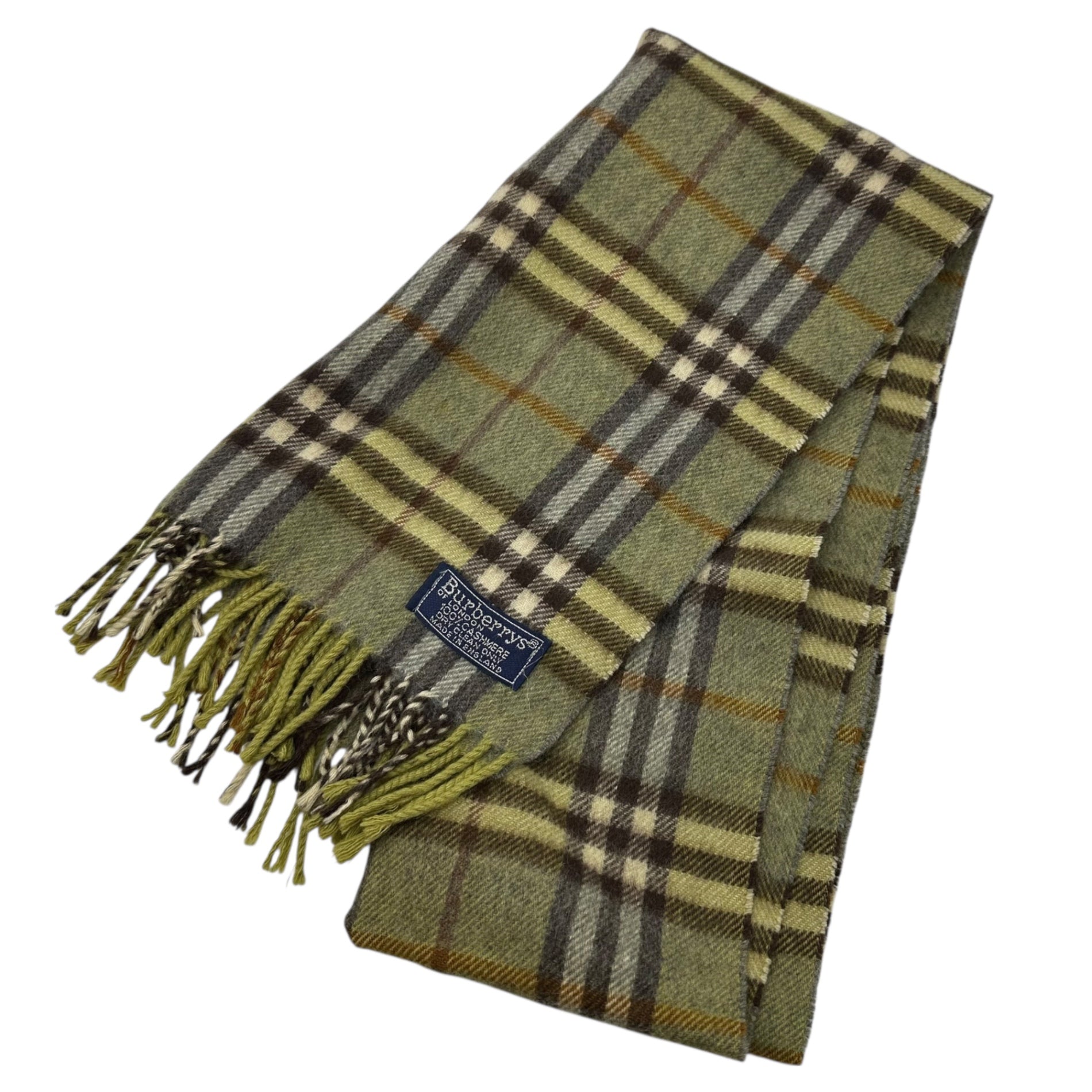 Burberry’s(バーバリーズ) UK made 100% Cashmere Nova Check Scarf カシミア 100% ノバ チェック マフラー イエロー×グレー ヴィンテージ イングランド製