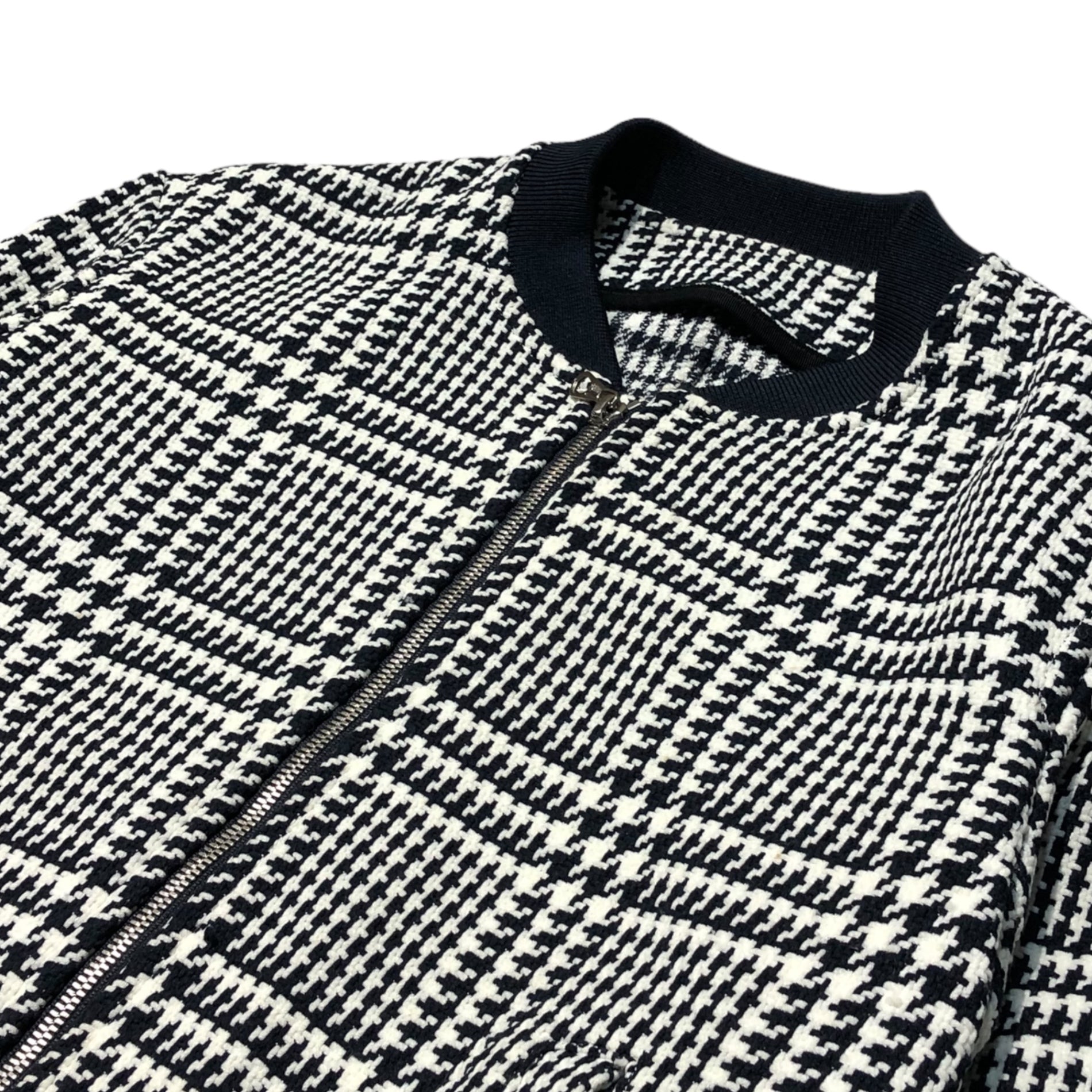 TOMORROWLAND(トゥモローランド) Houndstooth bomber jacket 千鳥柄 ボンバージャケット 63-08-61-08002 SIZE L ホワイト×ネイビー