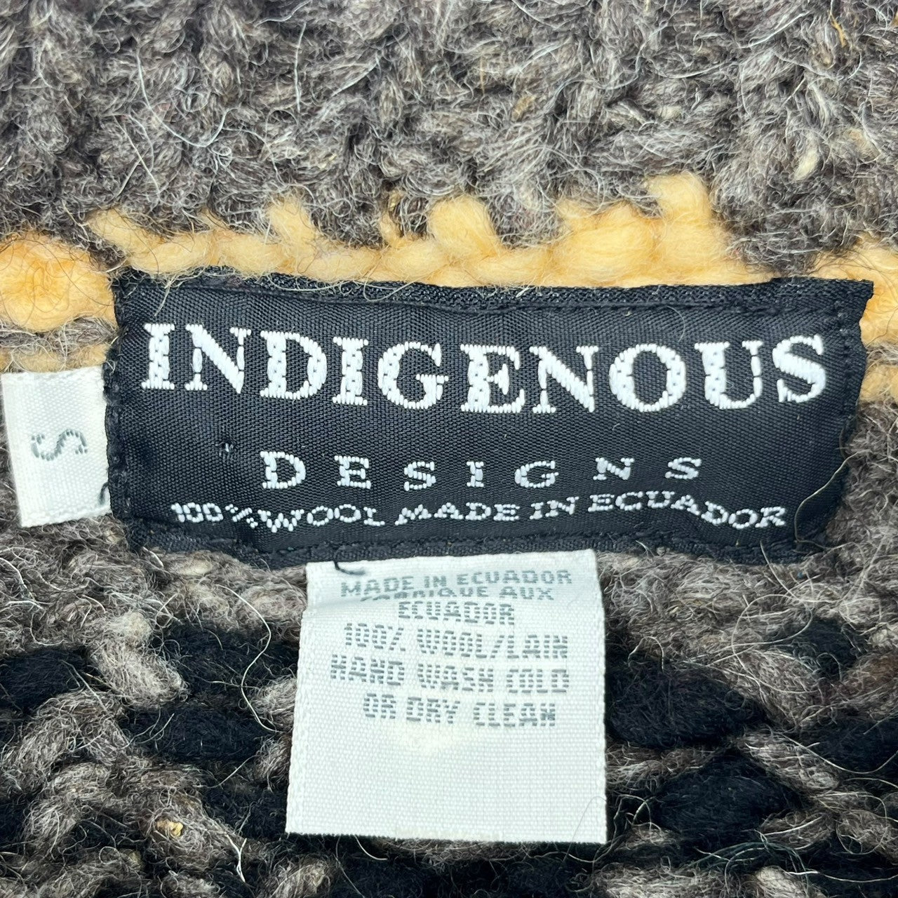 INDIGENOUS DESIGNS(インディアンデザインズ) Ecuador made Indian low gauge knit エクアドル製 インディアン ローゲージ ニット S ブラウン×ベージュ 環境保護 サスティナブル オーガニック
