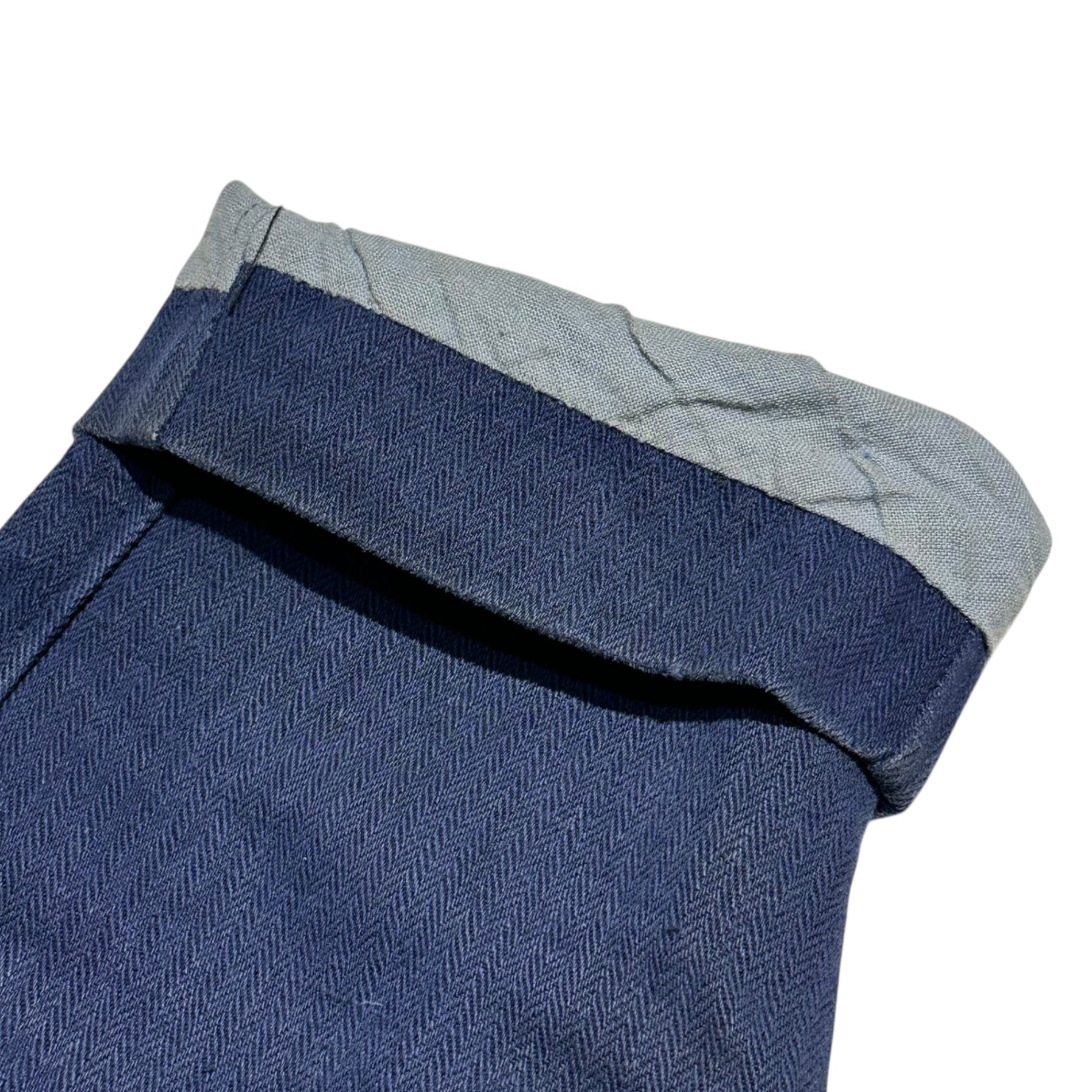 Euro antique(ヨーロッパアンティーク) 1920’s~ French linen herringbone fireman jacket フランス リネン ヘリンボーン ファイヤーマン ジャケット 表記無(S程度) ネイビー ヴィンテージ