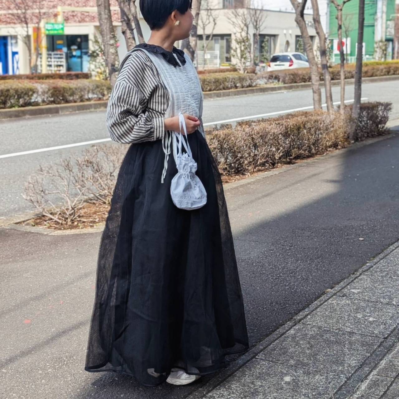 Euro antique(ヨーロッパアンティーク) antique linen and batten lace purse アンティークリネンとバテンレースの巾着バッグ ポーチ 未使用に近い ホワイト