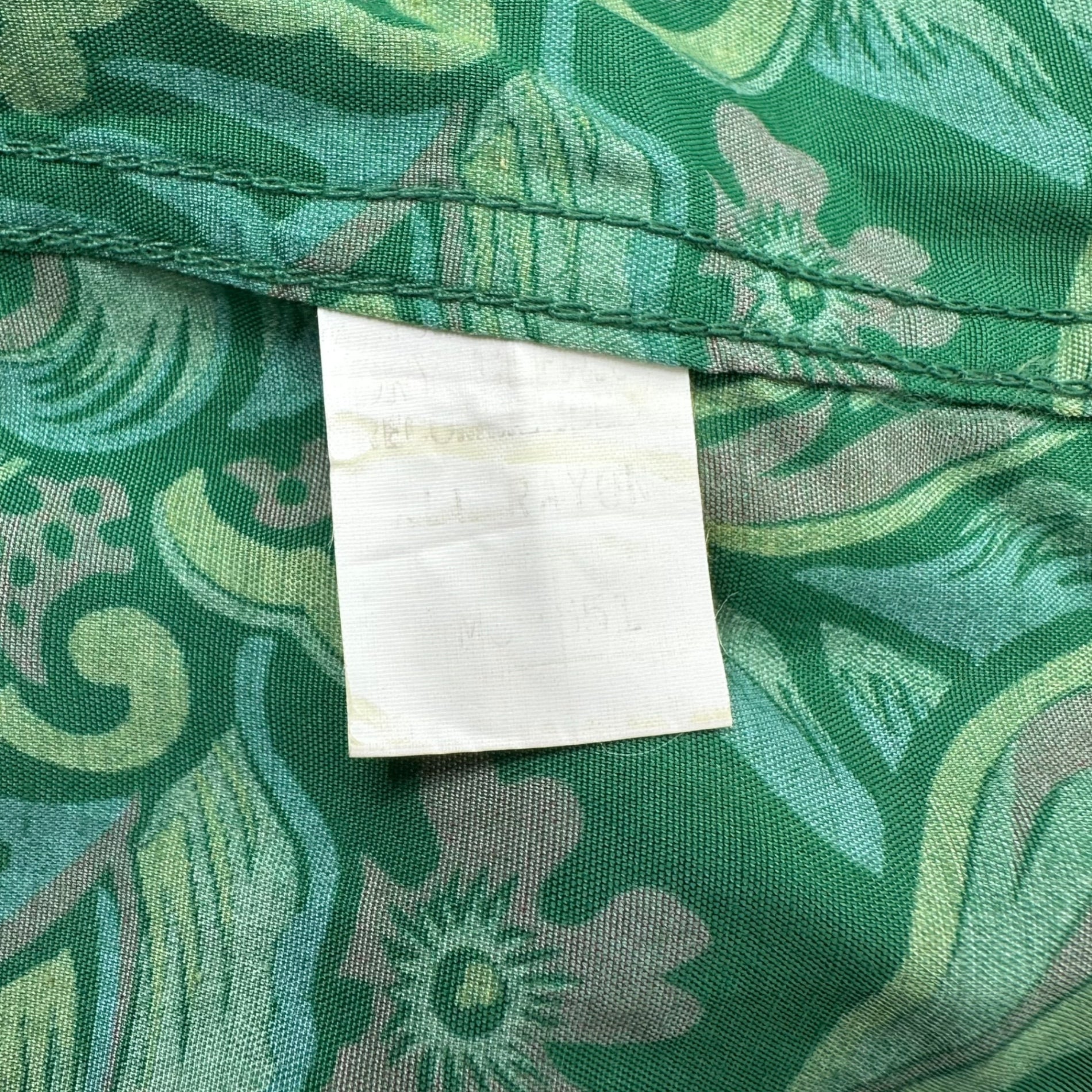 SUN SURF(サンサーフ東洋) 90's Botanical Rayon Aloha Shirt ヴィンテージ ボタニカル レーヨン アロハ シャツ L グリーン オープンカラー 開襟 半袖 Sun and Surf sugar cane