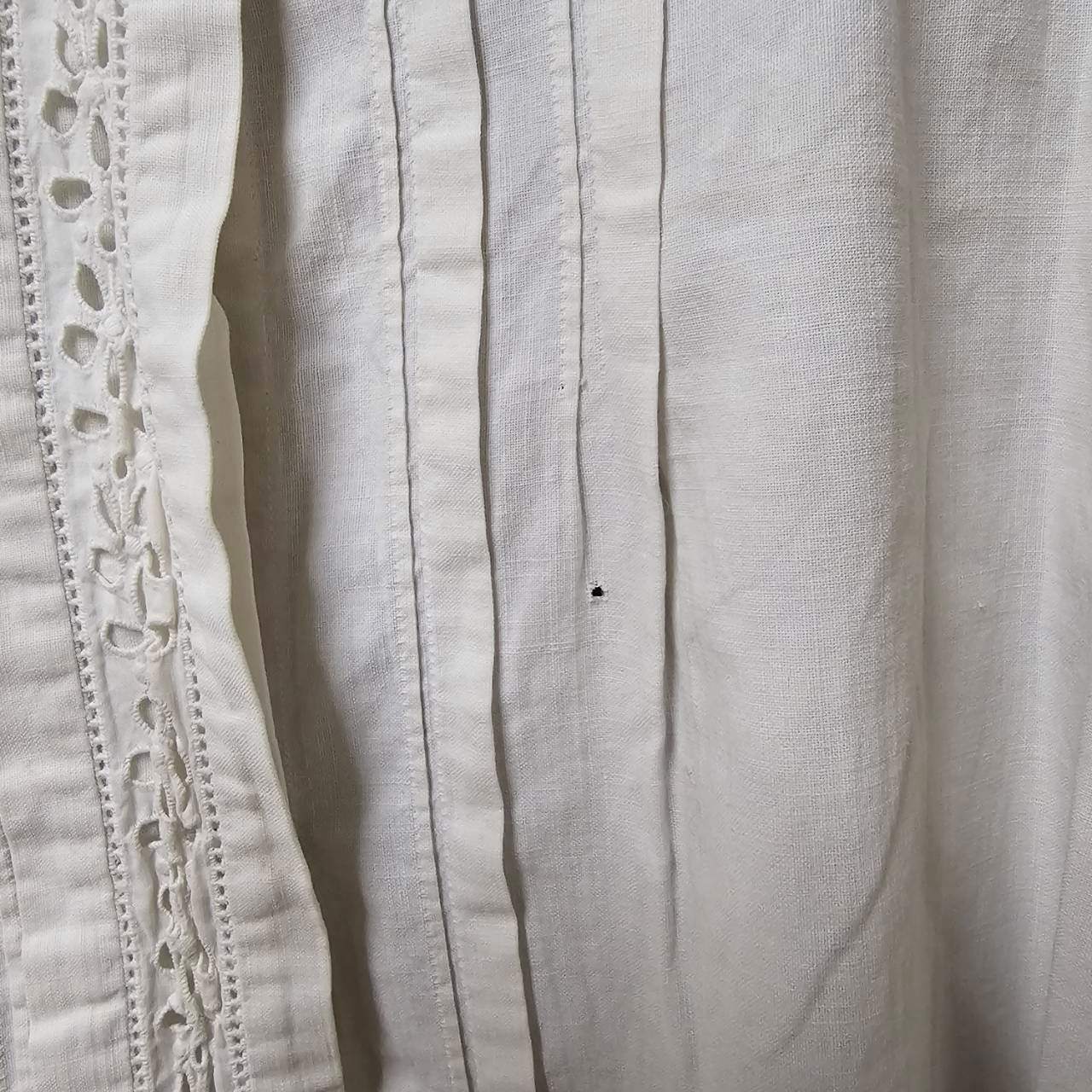 Euro vintage(ヨーロッパヴィンテージ) 20's~ center_open wide collar cotton blouse with scalloped lace スカラップレースのオープンカラーブラウス 表記無し(M~L程度) ホワイト / 薄っすらと小シミ有