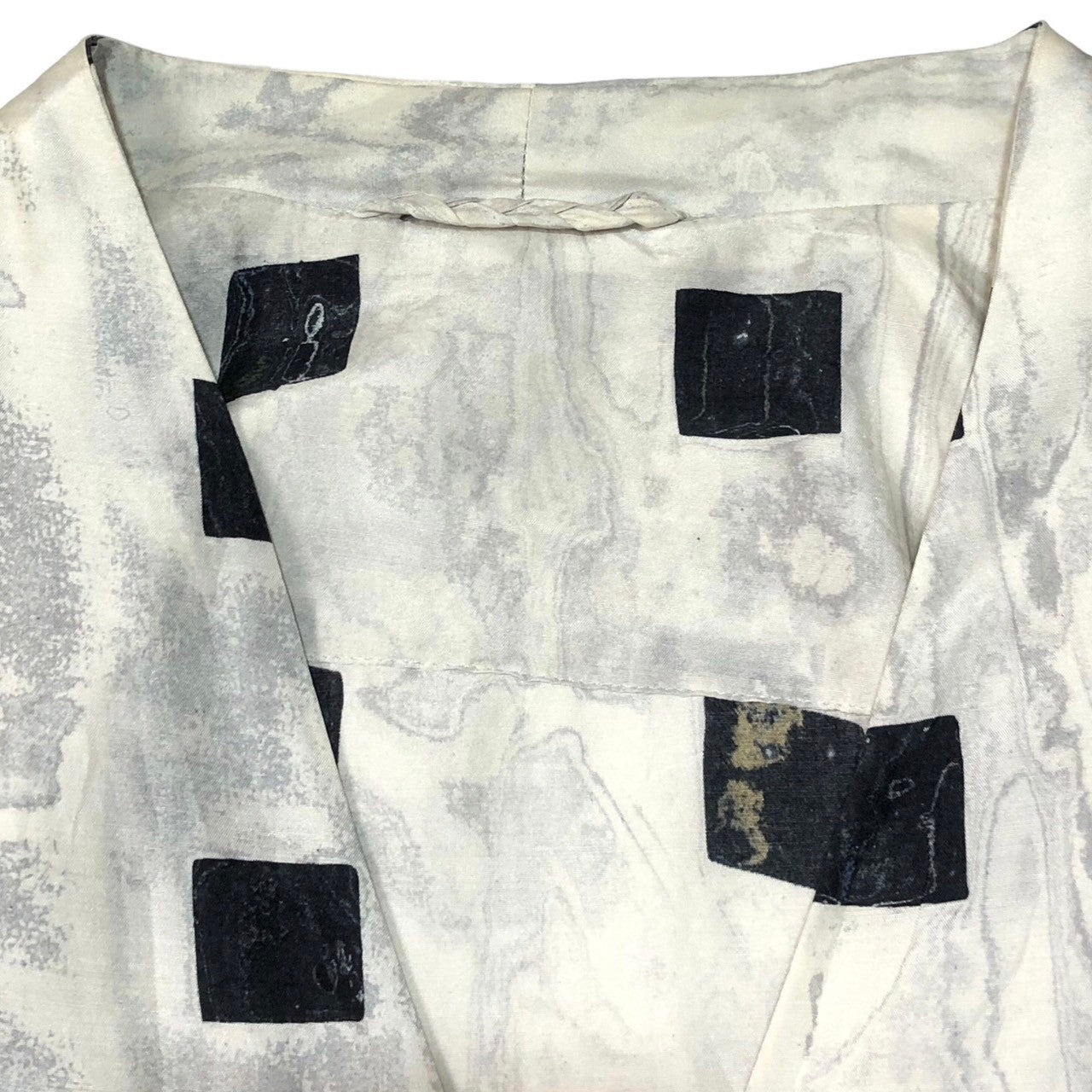 Haat(ハート) All-silk cachecoeur dress シルク 総柄 カシュクール ワンピース HA51FO544 2(M程度) ホワイト イッセイミヤケ