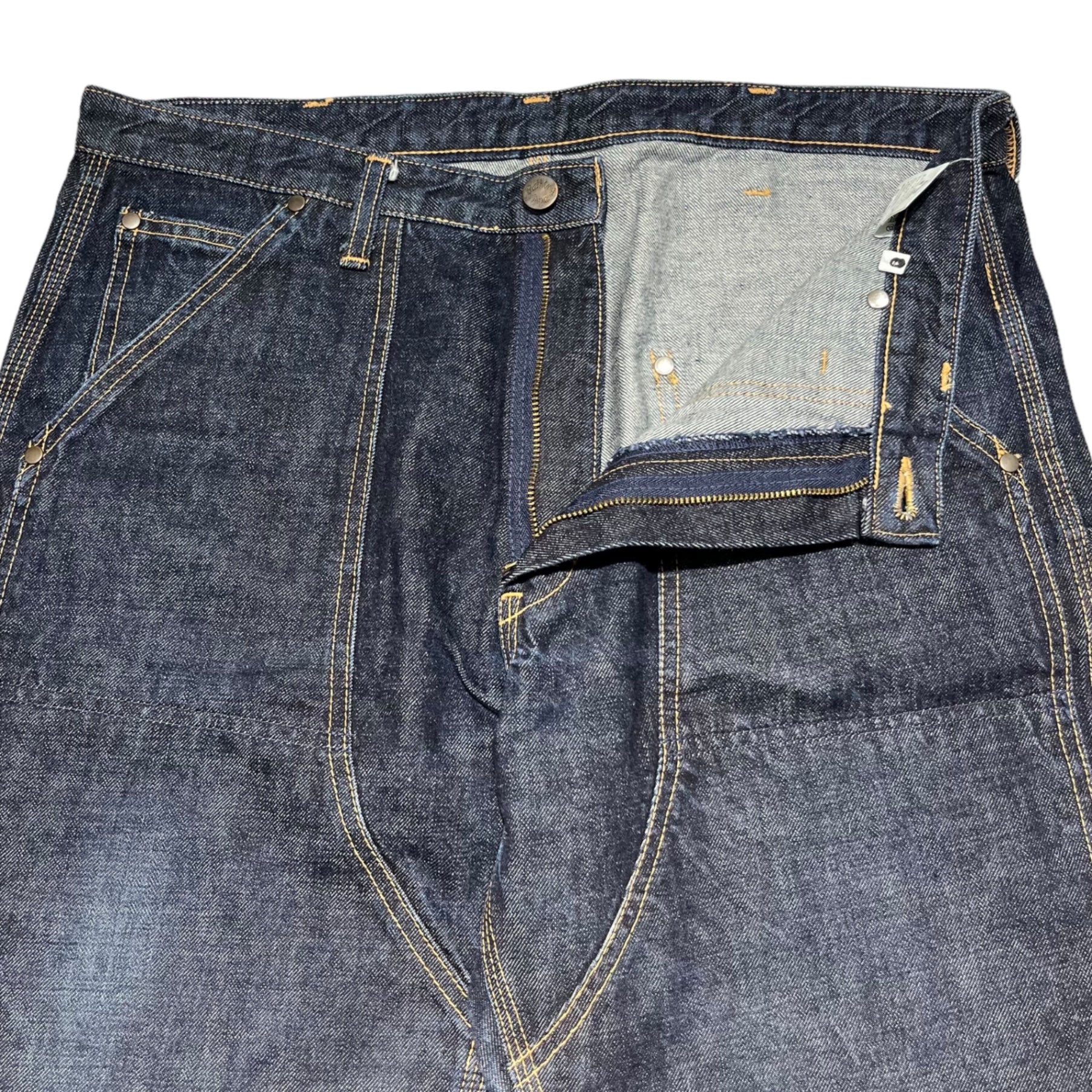 A BATHING APE(アベイシングエイプ) 00's Double knee denim painter pants ダブルニー デニム ペインター パンツ L インディゴ Y2K