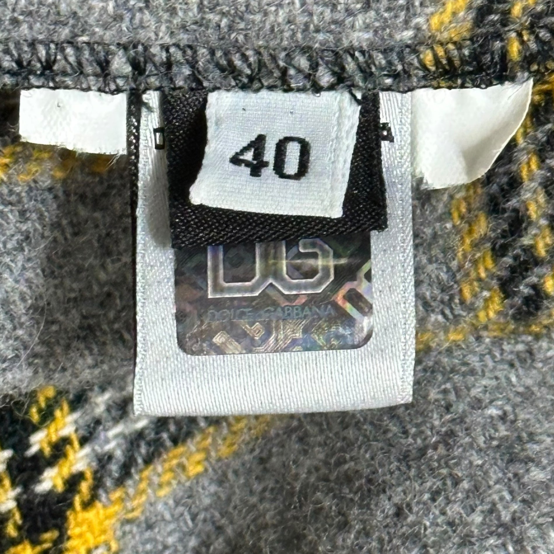 D&G(ディー&ジードルガバドルチェ&ガッバーナ) Woolen rolled skirt with checkered pattern and belt チェック柄 ベルト付 ウール 巻き スカート 40(L程度) グレー×レッド 品質表示タグ切取