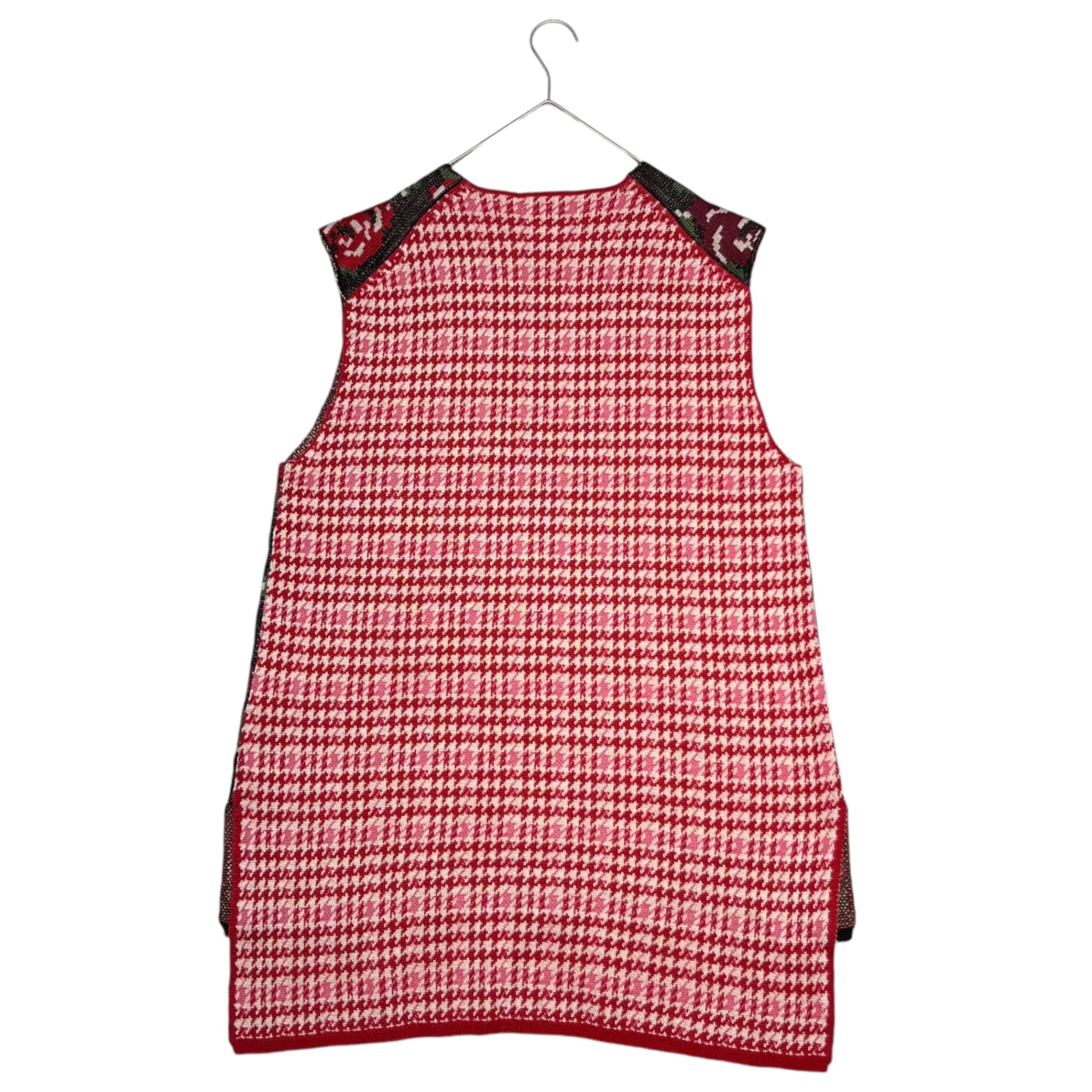 COMME des GARCONS HOMME PLUS(コムデギャルソンオムプリュス) 22SS rose print knit vest 薔薇プリント ニット ベスト PI-N002 M ブラック×レッド×グリーン AD2021 花の存在期