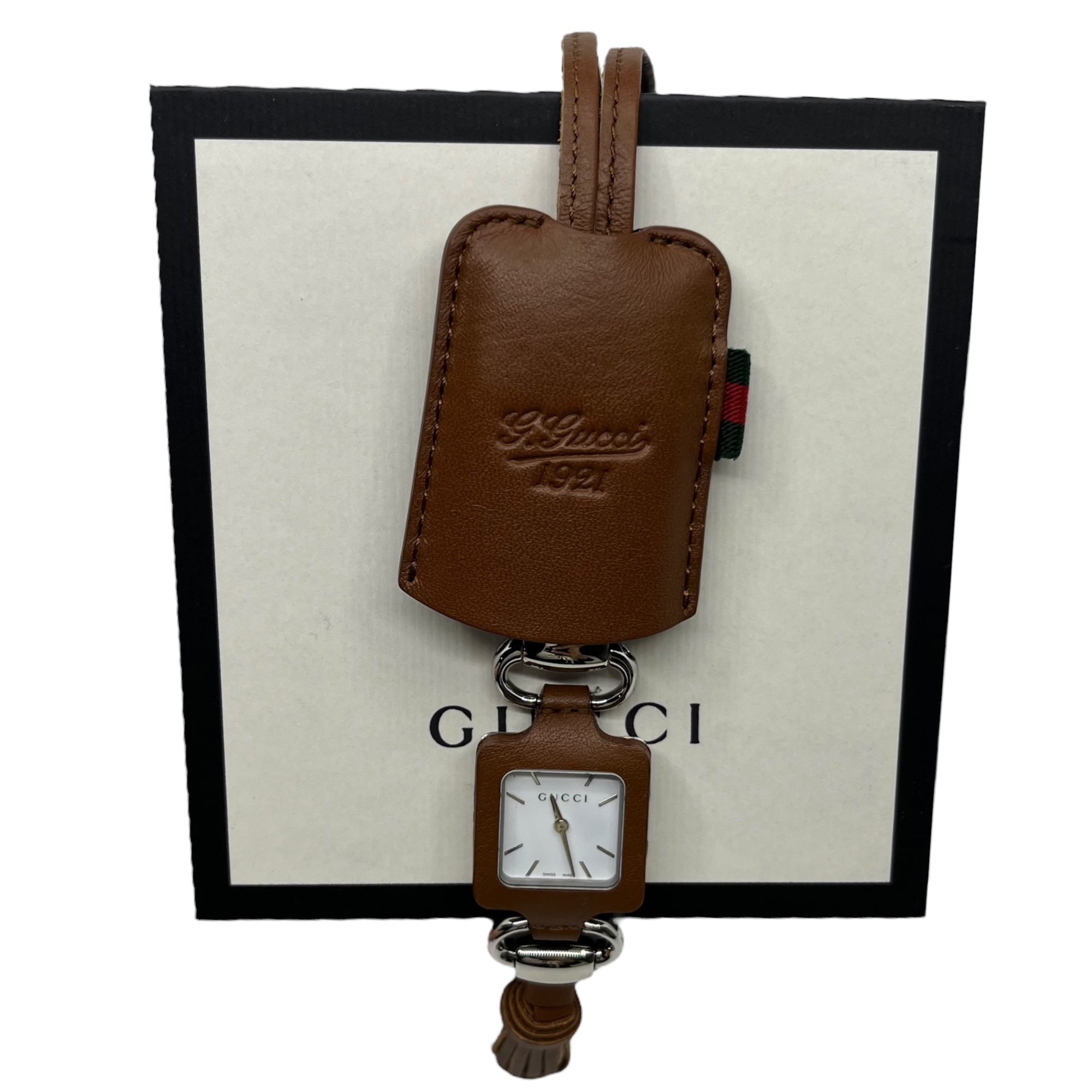 GUCCI(グッチ) pendant watch レザー ペンダント ウォッチ YA130417 FREE ブラウン 箱・ケース付 ネックレス 時計