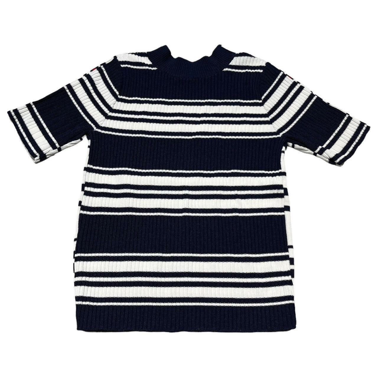 LOVELESS(ラブレス) 【手洗い可】ボーダー2フェイスハーフスリーブニット 62N13-322-28 34(XS) ホワイト×ネイビー 参考定価¥17,600 税込