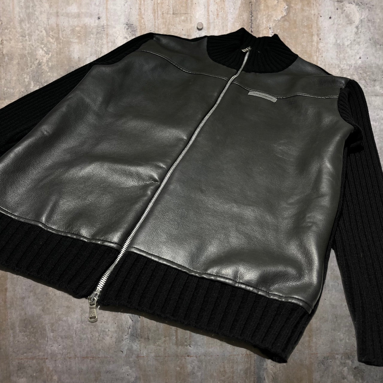 DOLCE&GABBANA BASIC(ドルチェ&ガッバーナベーシックドルガバ) エコレザー切替ドライバーズニット L ブラック