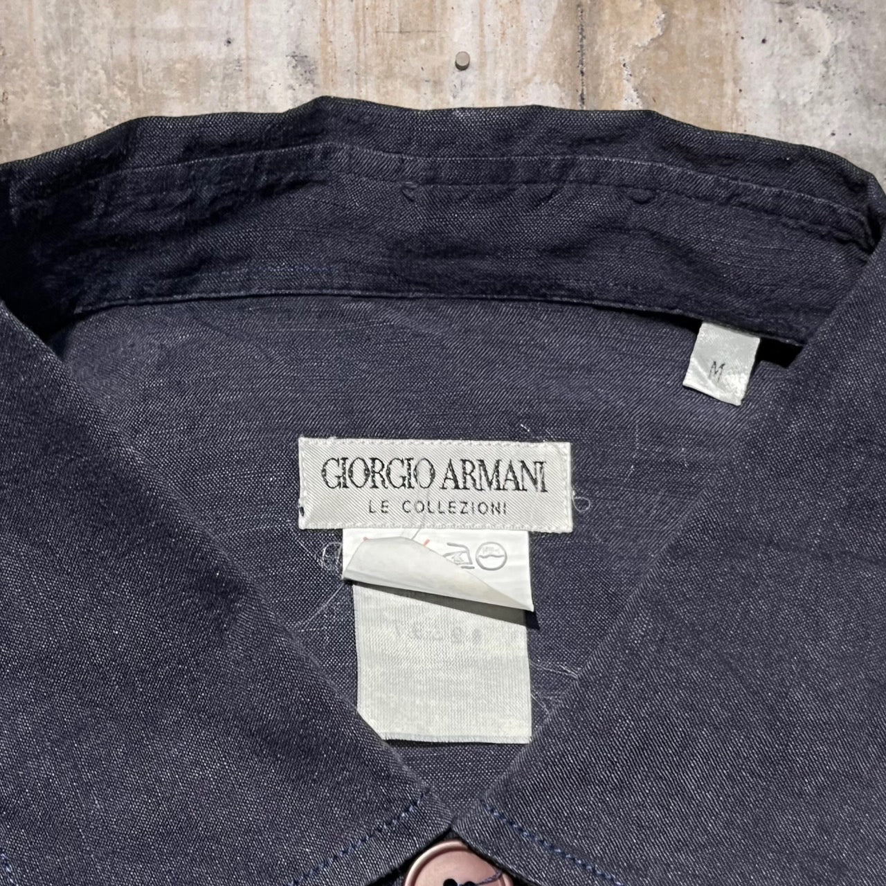 GIORGIO ARMANI(ジョルジオアルマーニ) 90'sビッグボタンシャツ M ネイビー リネン