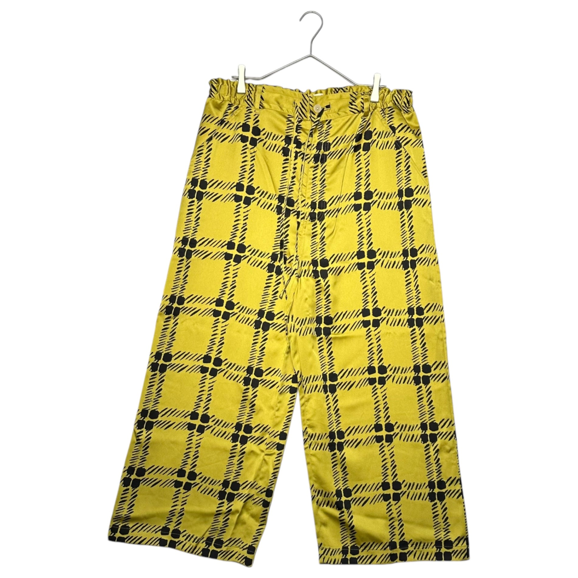 UNIQLO×MARNI(ユニクロ×マルニ) Draped Wide Straight Pants and Shirt Setup ドレープ ワイド ストレートパンツ & シャツ セットアップ XXL マスタード×ブラック メンズ着用可能 レディース合わせ