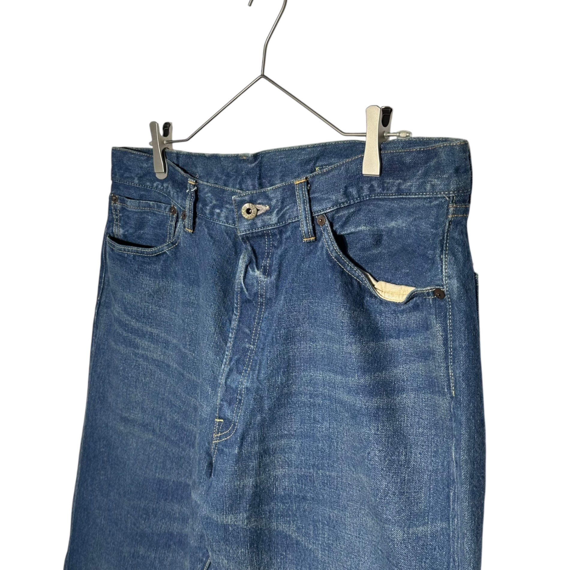 TENDERLOIN(テンダーロイン) Vintage Finish Cinchback Straight Denim Pants ヴィンテージ加工 シンチバック ストレート デニム パンツ 36 ライトインディゴ