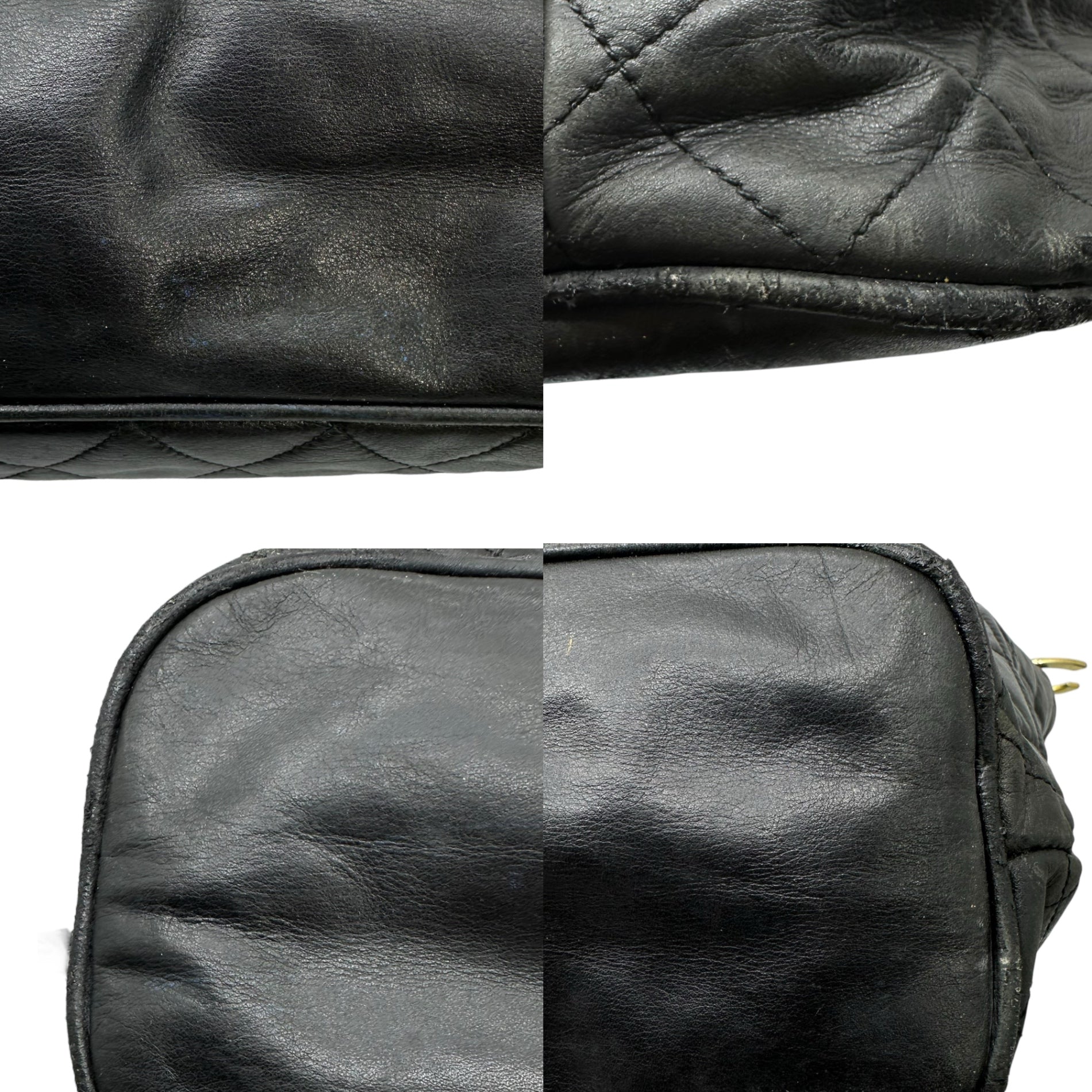 CHANEL(シャネル) 90's Coco Charm Lambskin Matelasse Double Chain Tote Bag ココ チャーム ラムスキン マトラッセ ダブル チェーン トート バッグ ブラック 90年代 ヴィンテージ 肩掛け ショルダー 1番台 1******