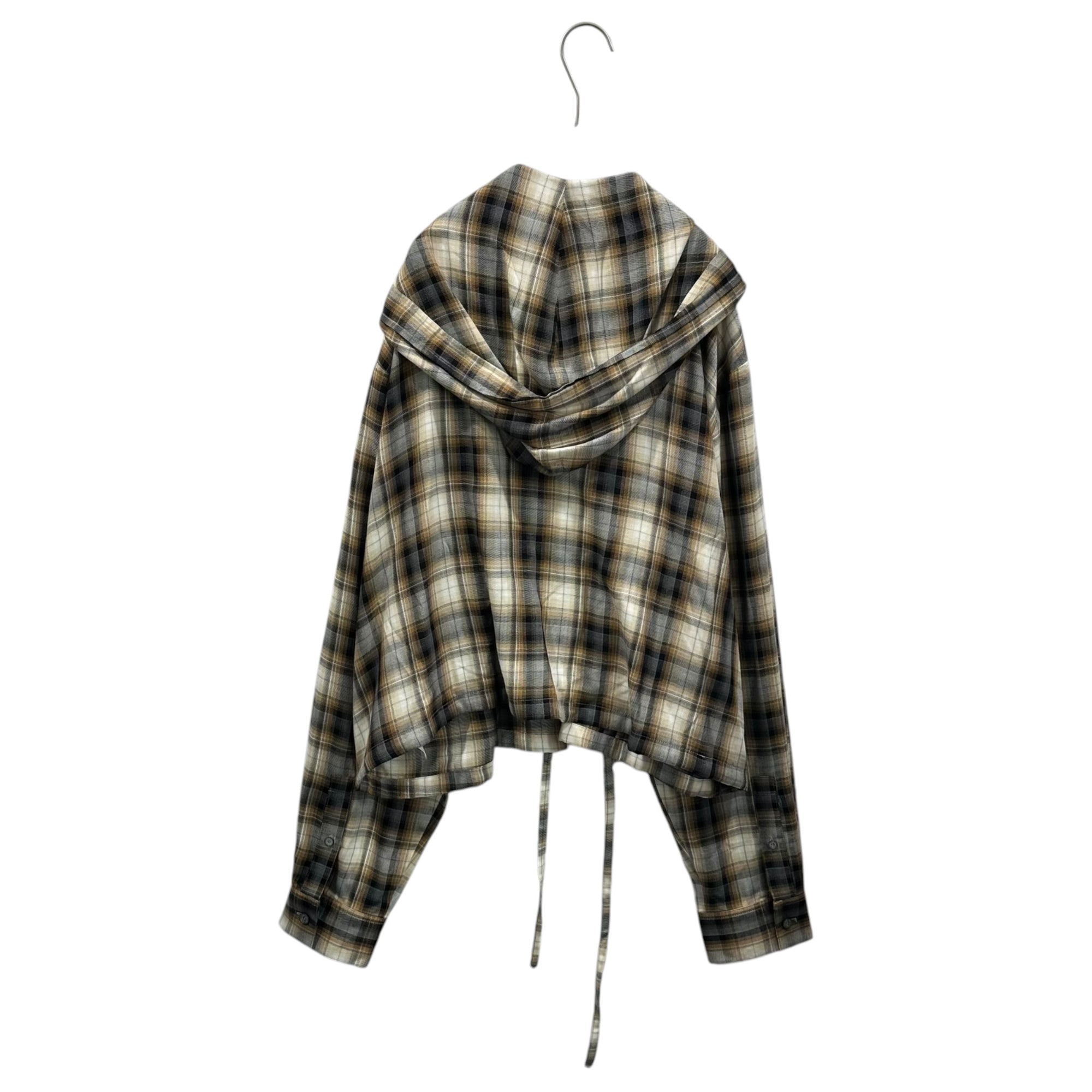 Acne Studios(アクネストゥディオズ) 25AW Hooded overshirt フード付き オーバー シャツ FN-WN-BLOU001157 38 ベージュ×ブラウン オンブレ チェック パーカー