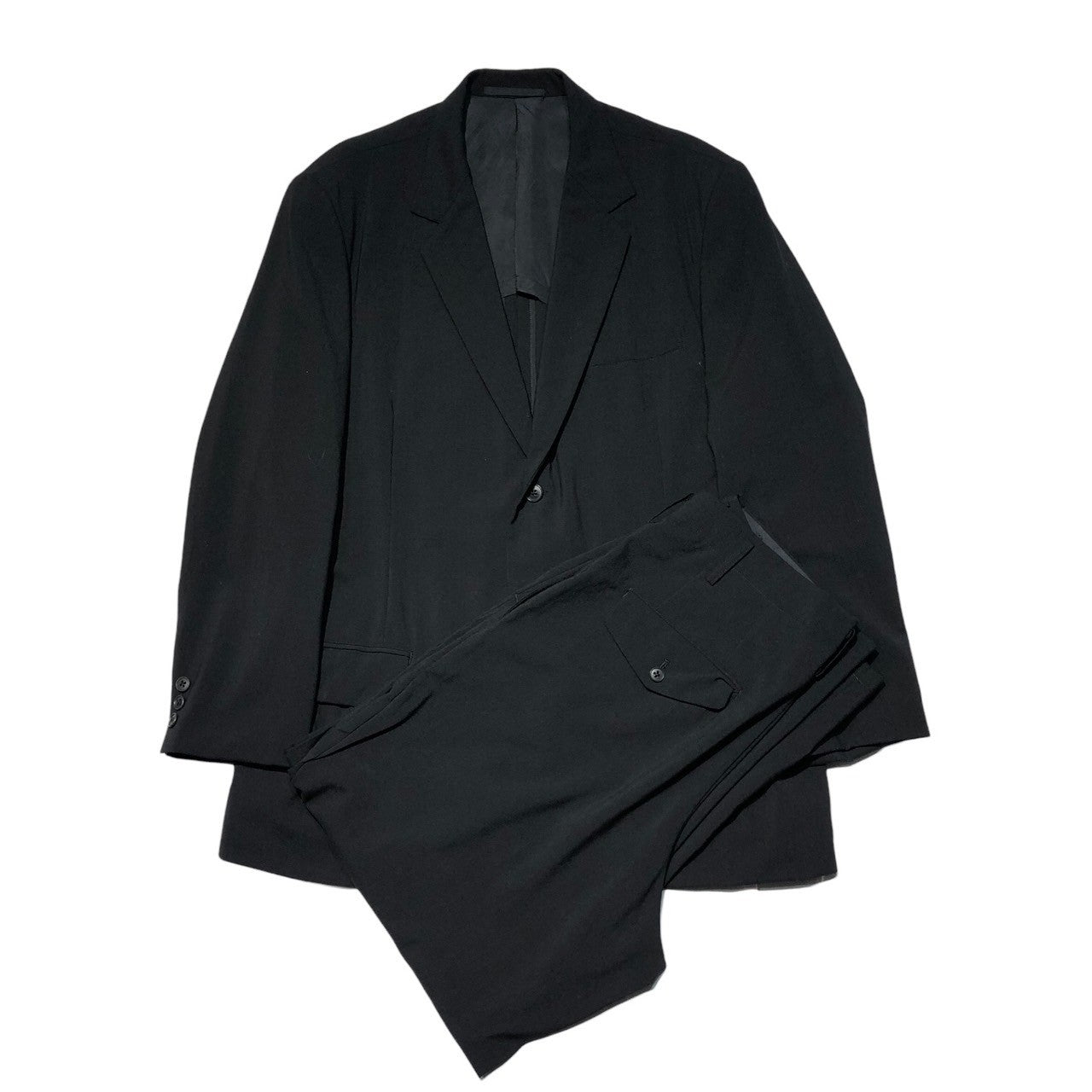 Y's for men(ワイズフォーメン) 93SS wool gabardine set up suit ウール ギャバジン セット アップ スーツ MO-J06-103 MO-P04-103 S ブラック ワイド シルエット パンツ テーラード ジャケット