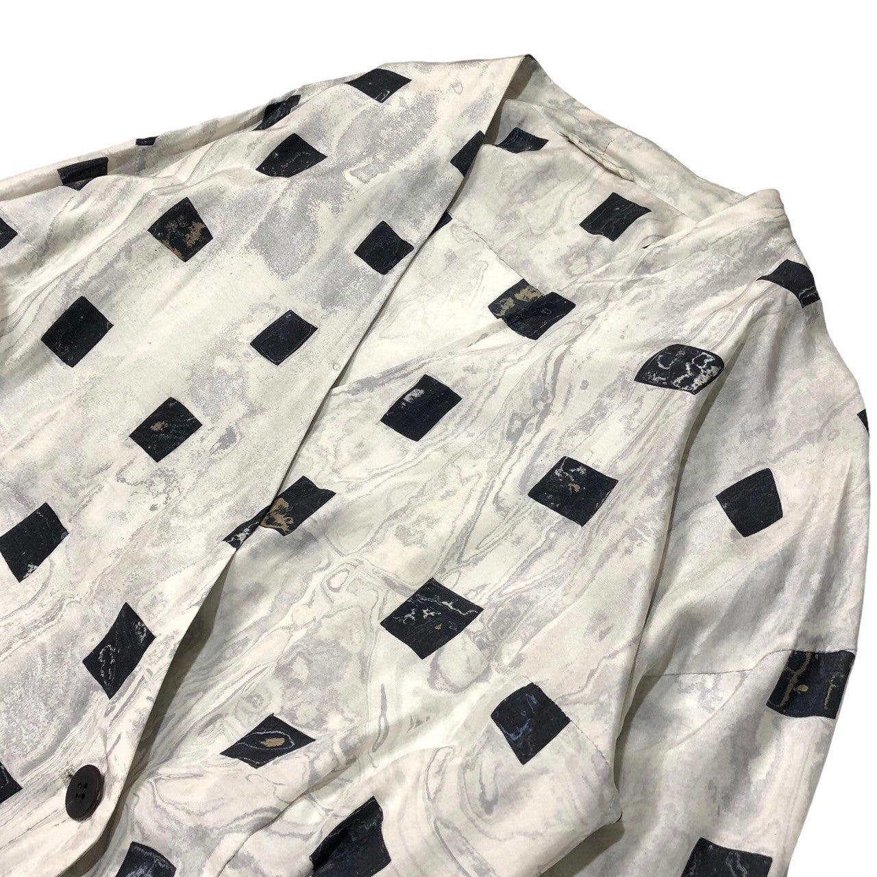 Haat(ハート) All-silk cachecoeur dress シルク 総柄 カシュクール ワンピース HA51FO544 2(M程度) ホワイト イッセイミヤケ