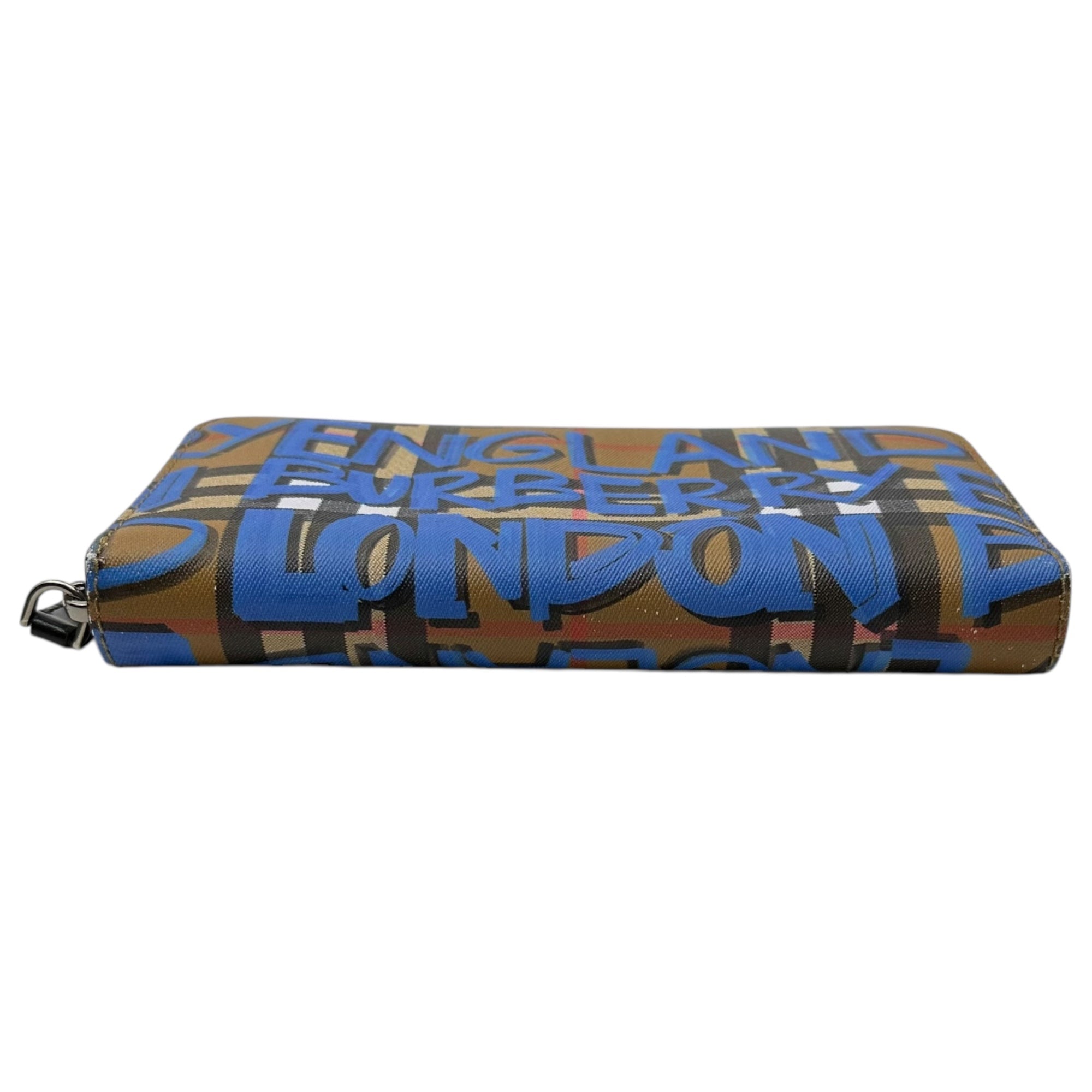 BURBERRY(バーバリー) 18AW Graffiti Nova Check Round Zip Wallet グラフィティ ノヴァ チェック ラウンド ジップ ウォレット TIVTIT1265 ブラウン×ブルー 長財布