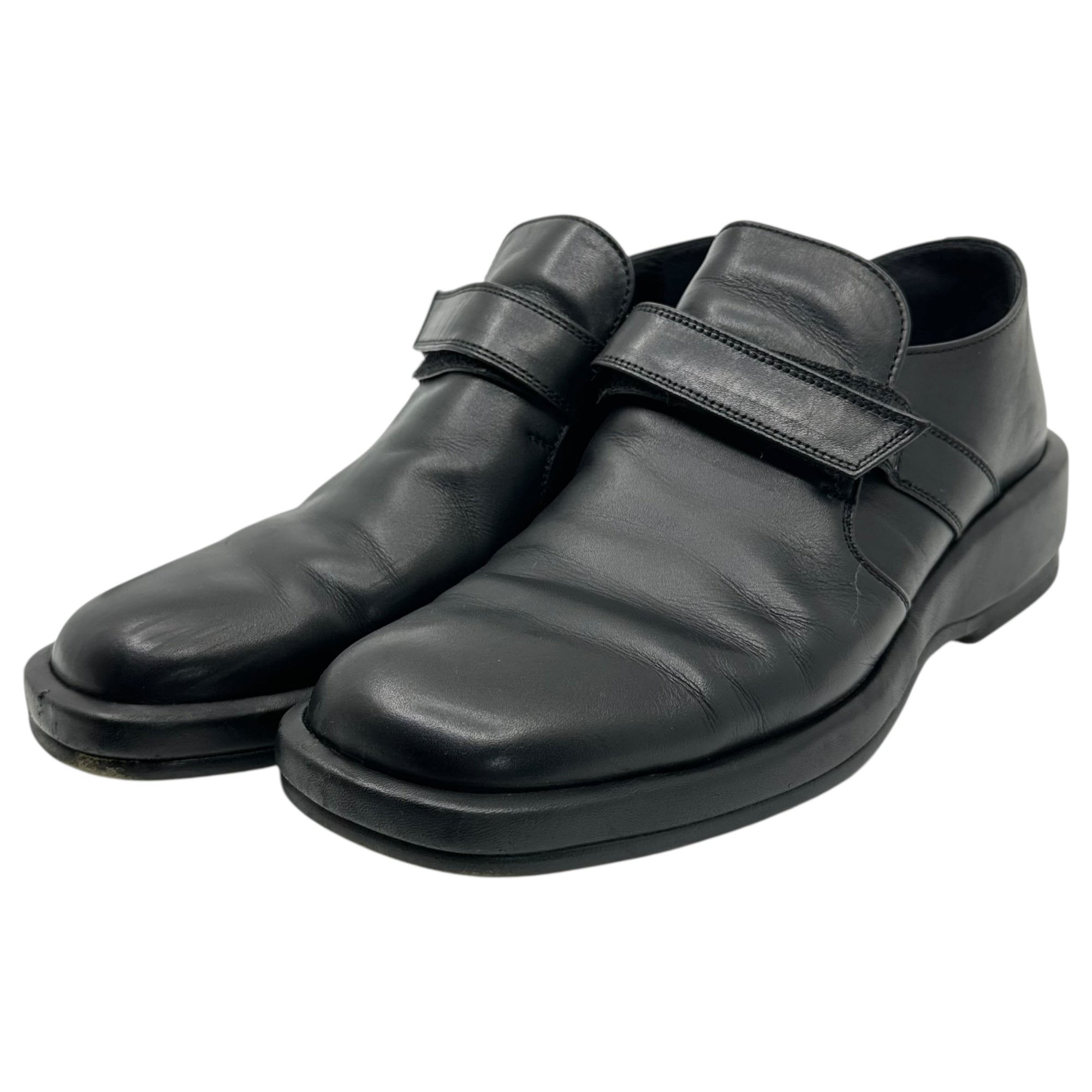 SAYA(サヤ) Velcro Leather Square Toe Shoes ベルクロ レザー スクエアトゥ シューズ 5427 24.5cm ブラック 革靴 ローファー