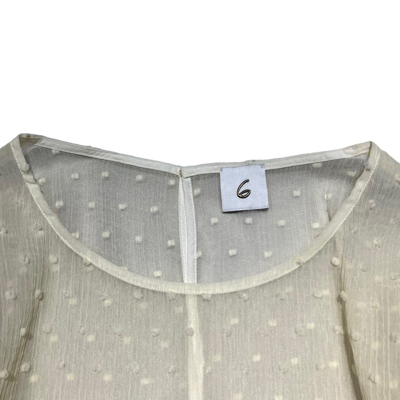 6 ROKU(ロク) DOT PRINT SHIRT ドット シアー シャツ 8621-299-0123 FREE アイボリー ブラウス 長袖