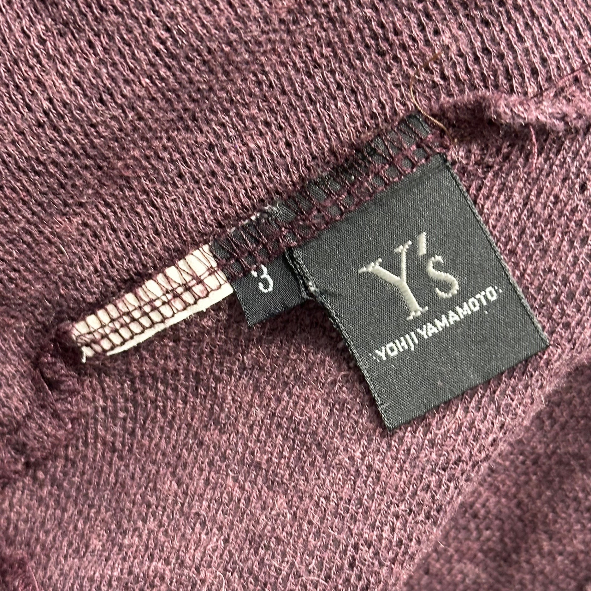 Y's(ワイズ) 00's Waist Drawstring Knit Bolero Cardigan ウエスト ドローコード ニット ボレロ カーディガン 3 ボルドー