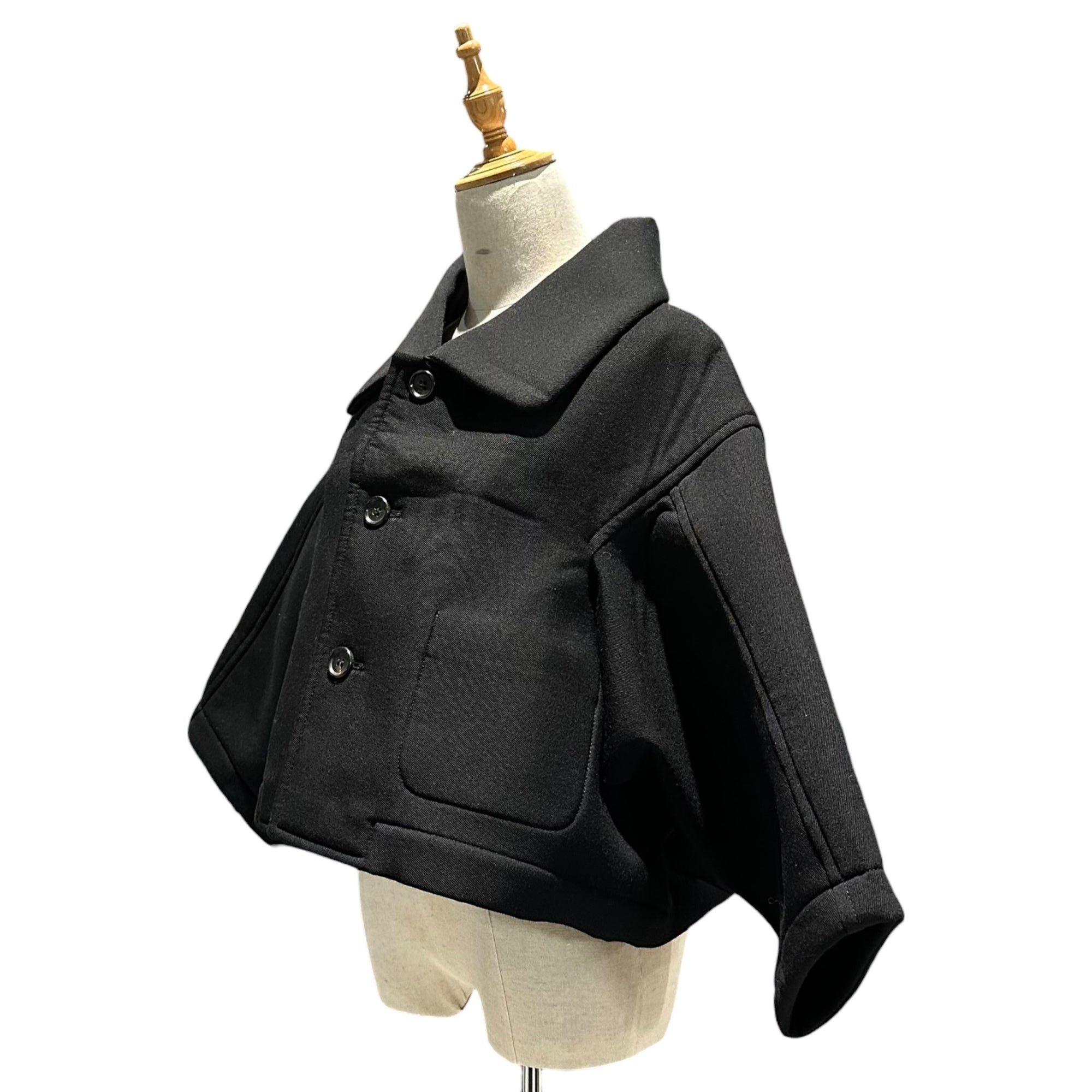 COMME des GARCONS(コムデギャルソン) 05SS Wool Bonding Short Length Wide Collar Coat ウール ボンディング ショートレングス ワイド カラー コート GO-J016 M ブラック AD2004 男性着用可能