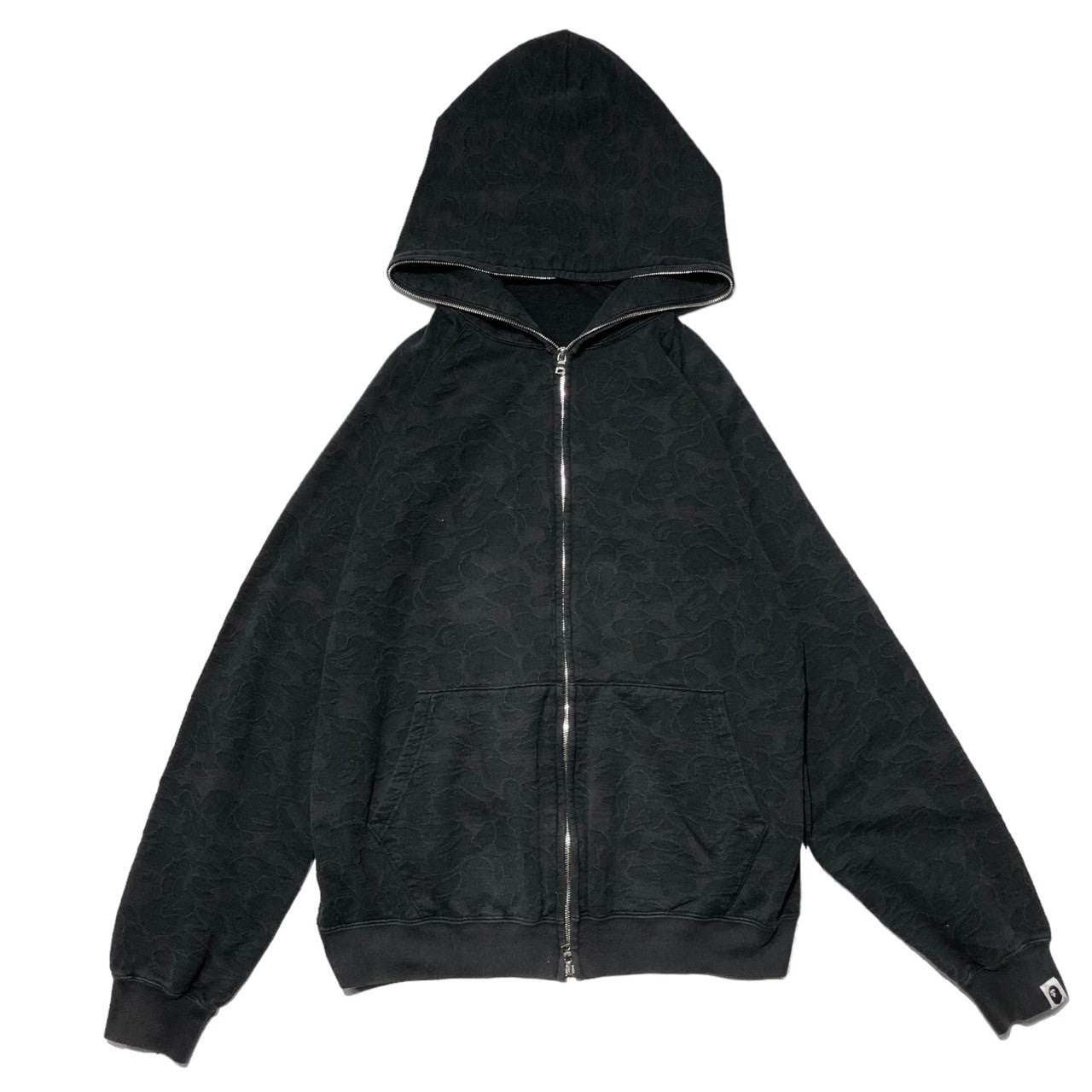 A BATHING APE(アベイシングエイプ) 00's Full zip camo jacquard hoodie フルジップ カモ ジャガード パーカー L ブラック Y2K