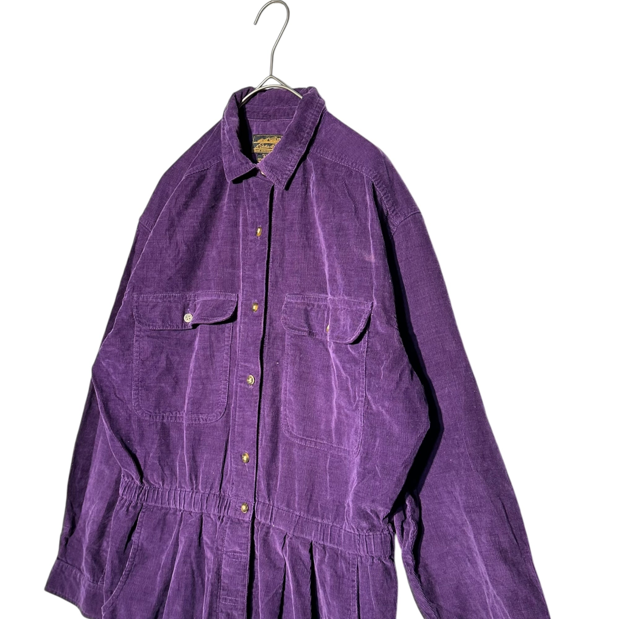 Eddie Bauer(エディーバウアー) 80's~90's Corduroy Shirt Maxi Dress コーデュロイ シャツ マキシ ワンピース S パープル 80年代~90年代 ヴィンテージ 古着