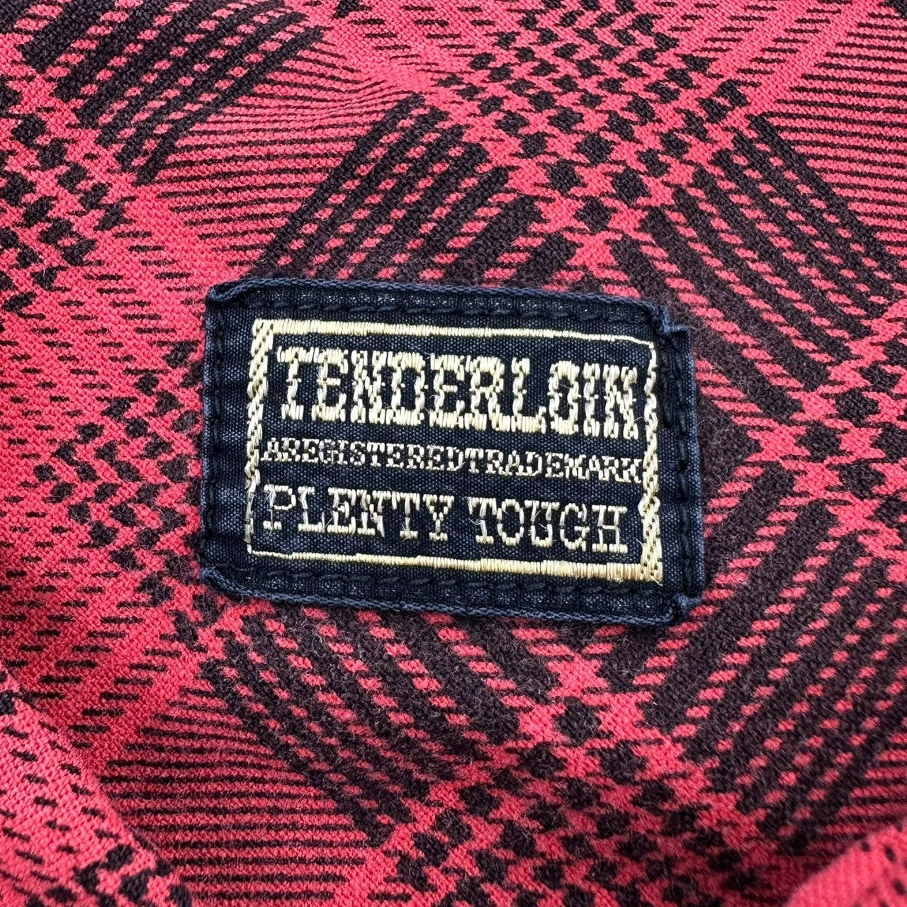TENDERLOIN(テンダーロイン) Chain stitch cotton L/S shirt チェーン ステッチ コットン 長袖 シャツ レッド×ブラック