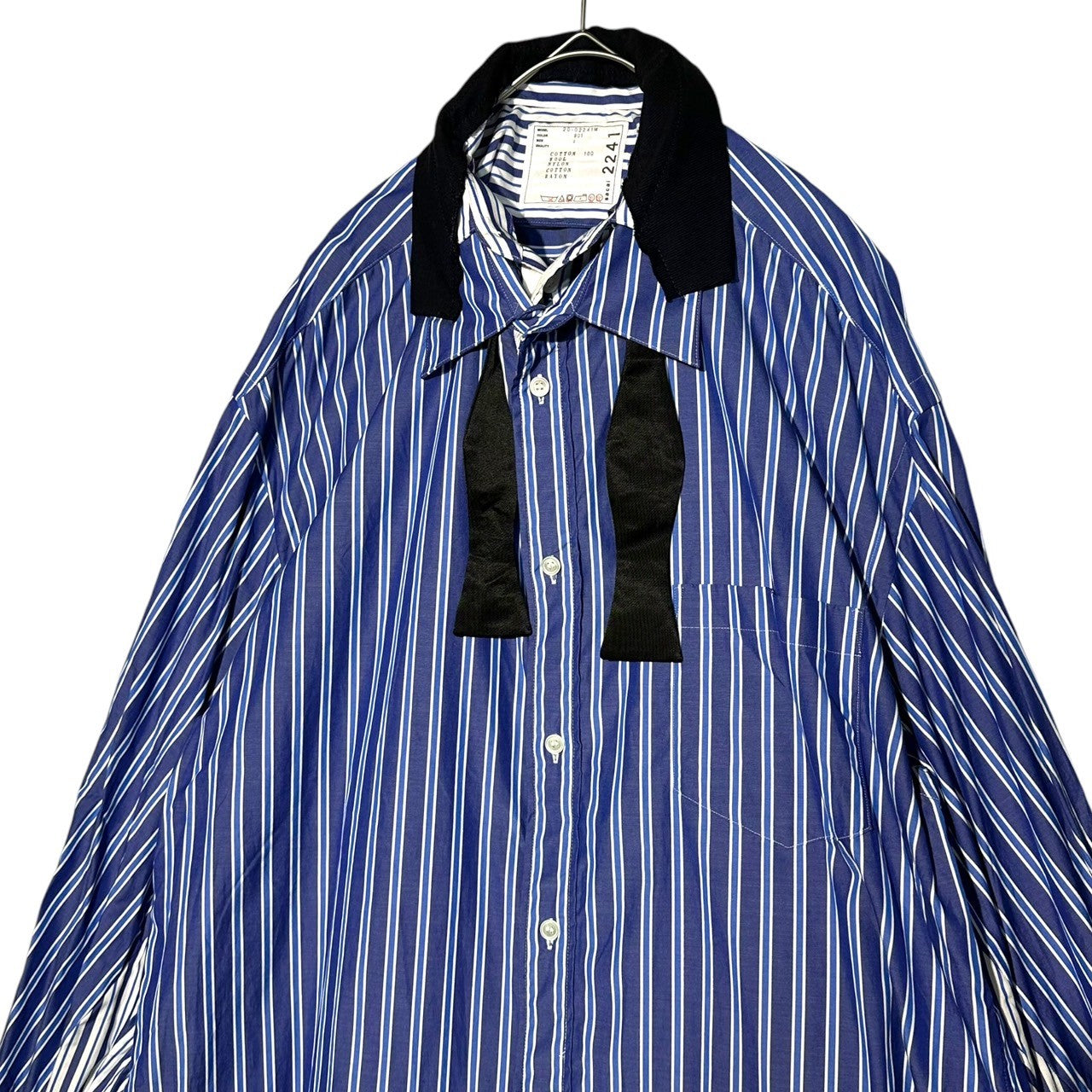 sacai(サカイ) 20SS Layered poplin striped shirt レイヤード ポプリン ストライプ シャツ 20-02241M M ブルー ストライプ ジャケット