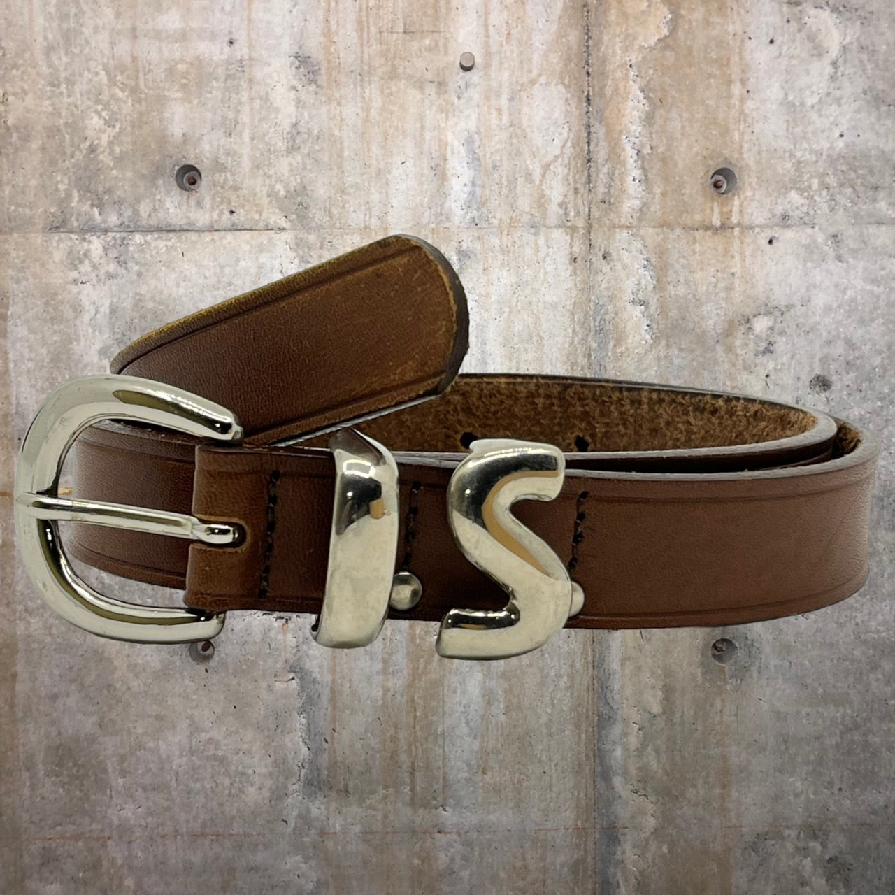 i.s. ISSEY MIYAKE(アイエス イッセイミヤケ) 90's "IS"logo buckle leather belt/ロゴレザーベルト ブラウン IS